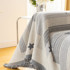Geometric Chenille Sofa Throw Cover, Breathable Couch Protector with Tassel Fringe