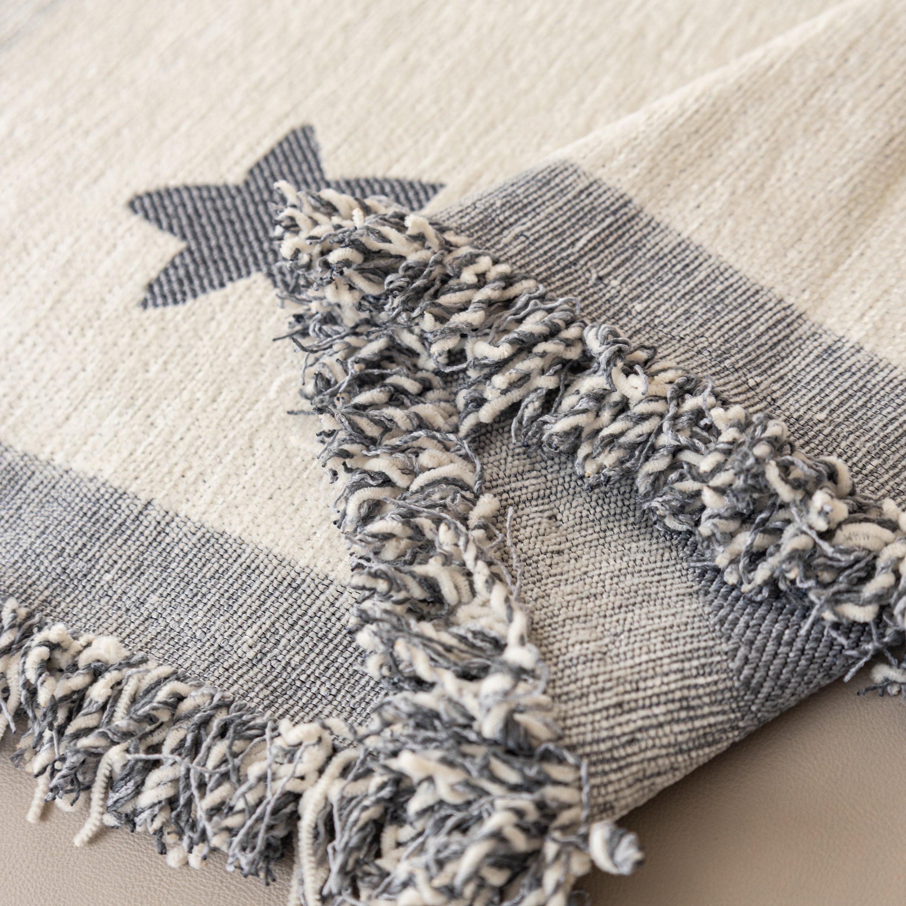 Geometric Chenille Sofa Throw Cover, Breathable Couch Protector with Tassel Fringe