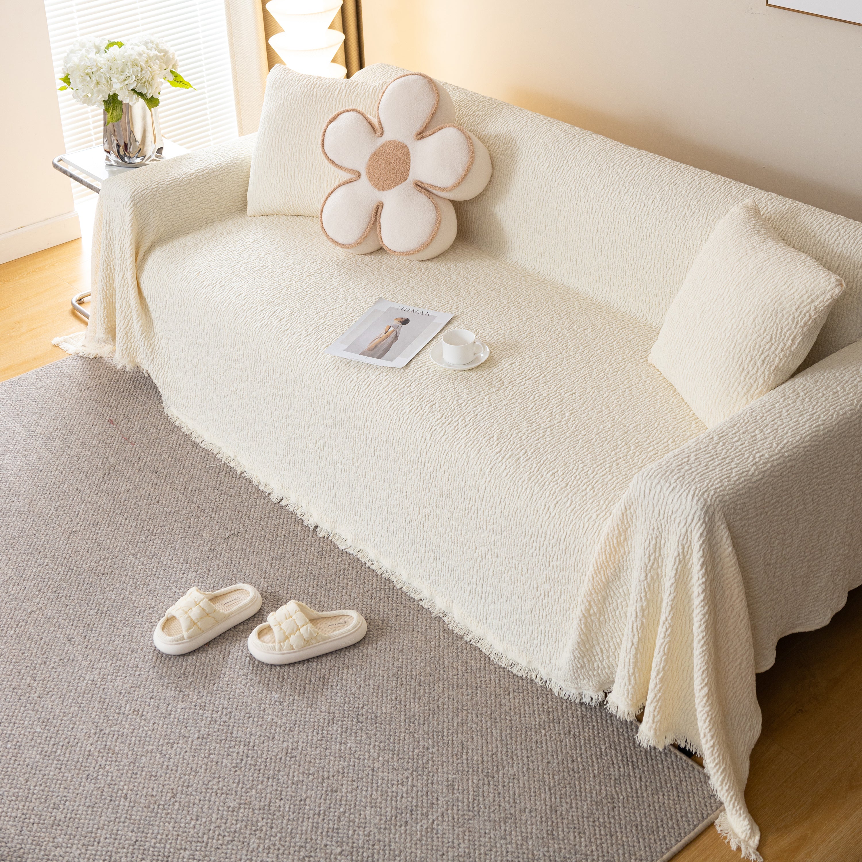 Sofa Throw Covers L-Shape Sectional Couch Cover for Dogs Cats Furniture Protector