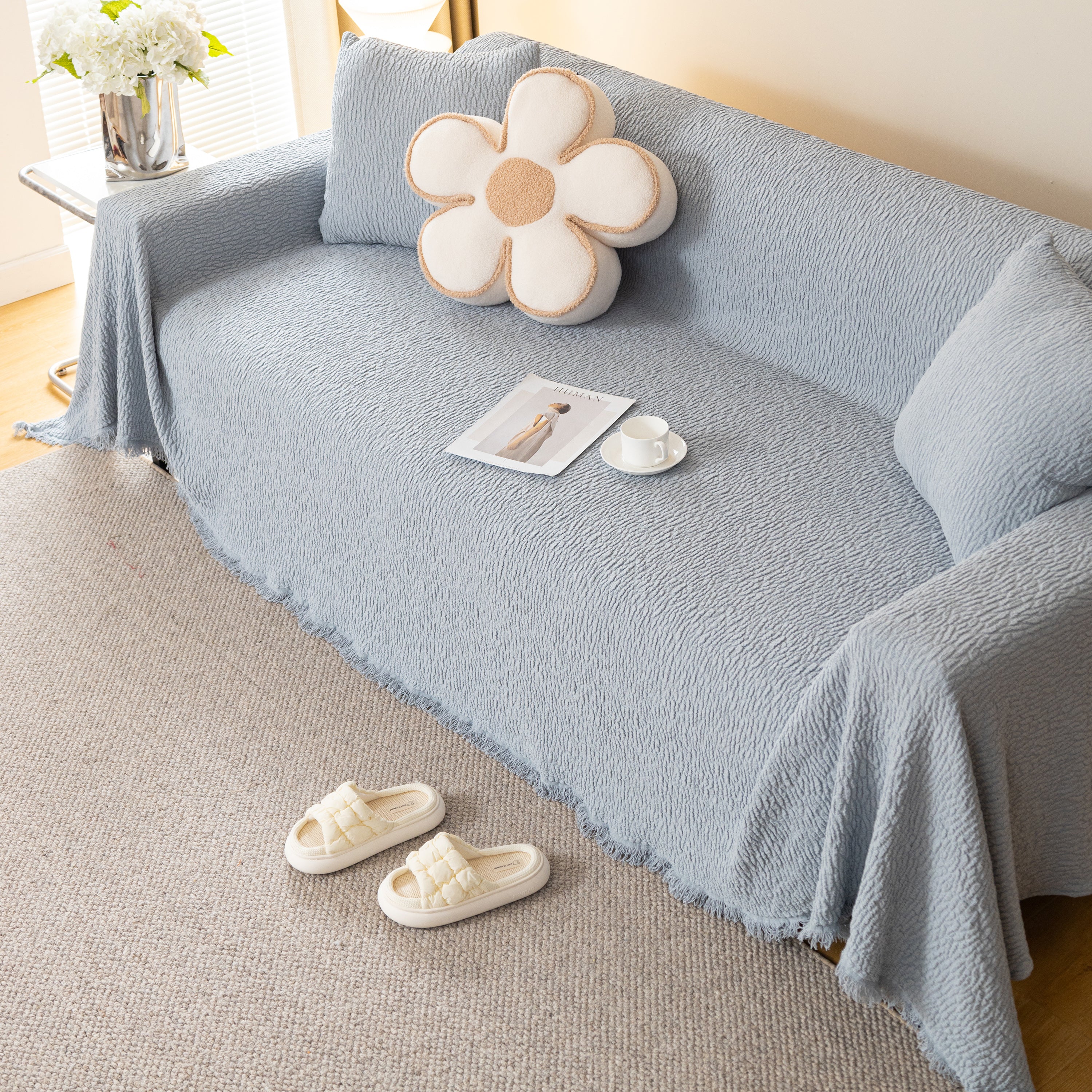 Sofa Throw Covers L-Shape Sectional Couch Cover for Dogs Cats Furniture Protector