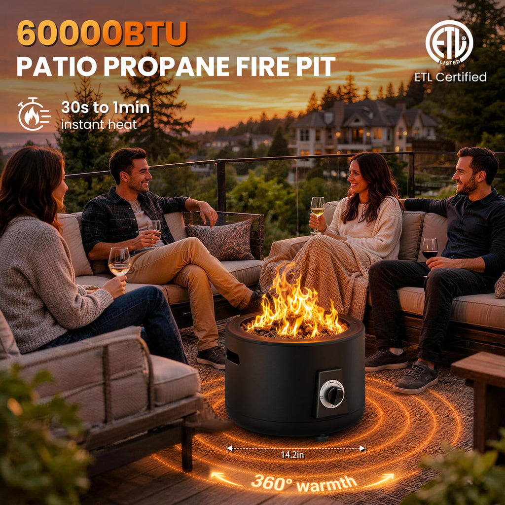Pyra Portable Propane Fire Pit, 60,000 BTU Smokeless Outdoor Fire Pit