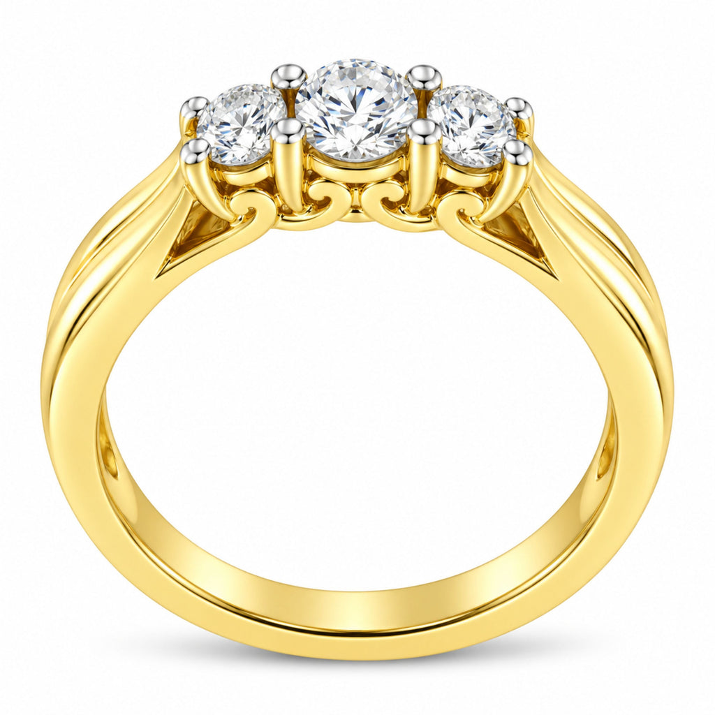 10K Yellow Gold Three-stone Diamond Ring (0.50 cttw, J-K Color, I2-I3 Clarity)