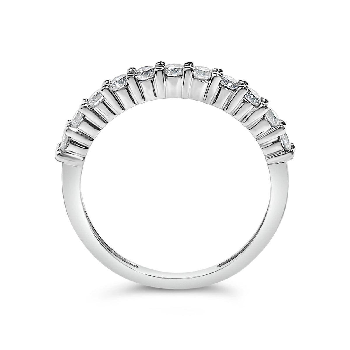 IGI Certified 1/2 Cttw Diamond 10K White Gold Prong Set Fluted Band Style Ring (I-J Color, I2-I3 Clarity) - Size 7