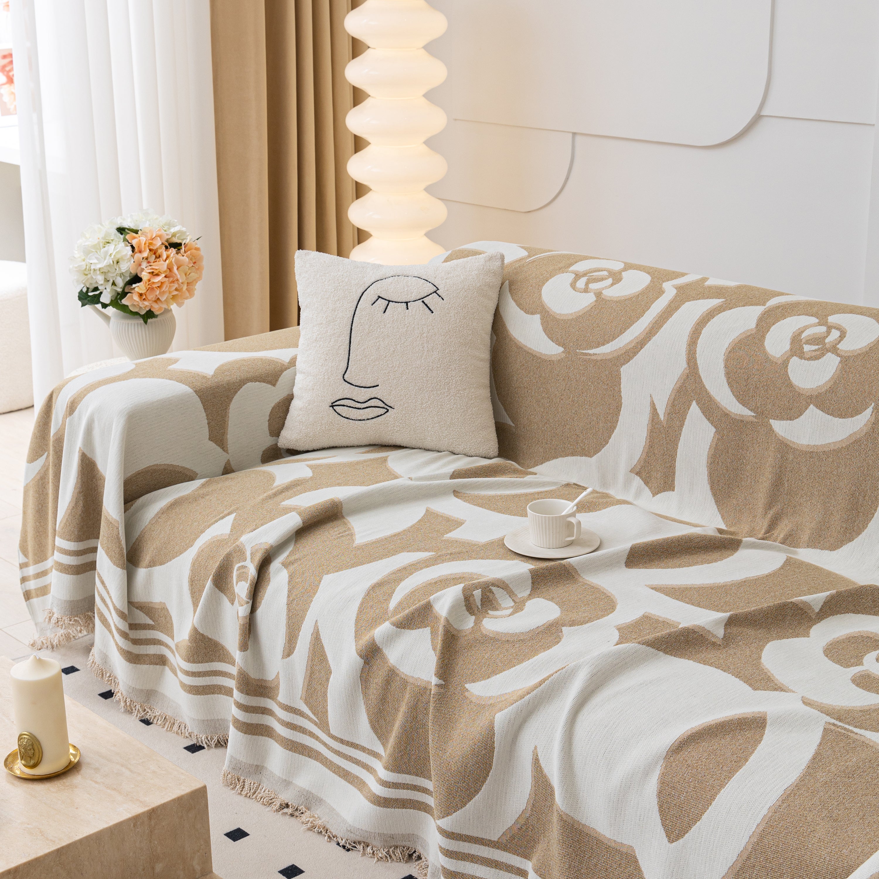 Chenille Sofa Cover Blanket, Couch Cover Blanket Throws for Couches Living Room Furniture Throw Covers
