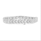 .925 Sterling Silver 1/6 Cttw Round-Cut Diamond Chevron Wave 7.25" Link Bracelet (I-J Color, I3 Clarity)