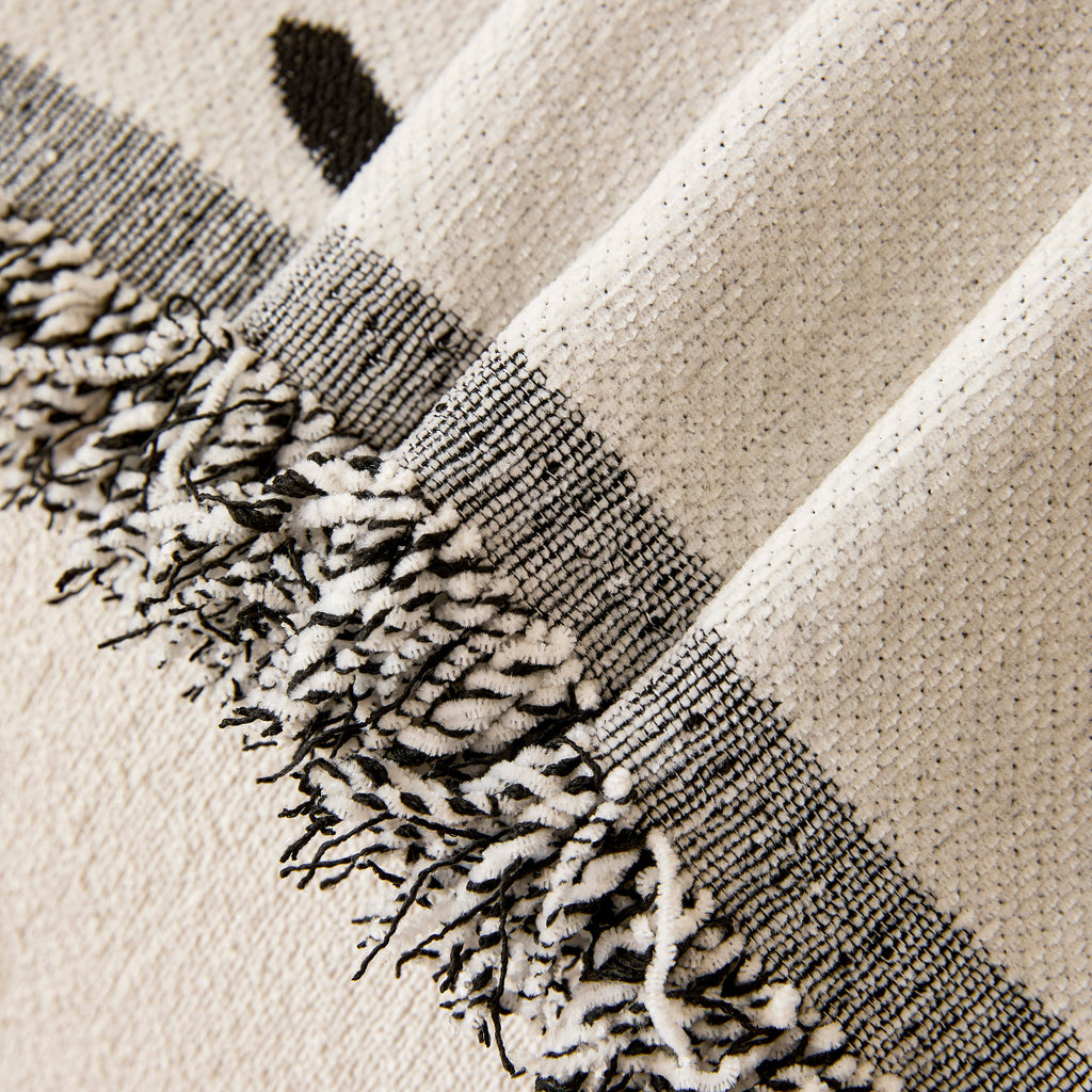 Chenille Jacquard Sofa Throw Cover with Tassel Soft Thick Couch Protector Blanket