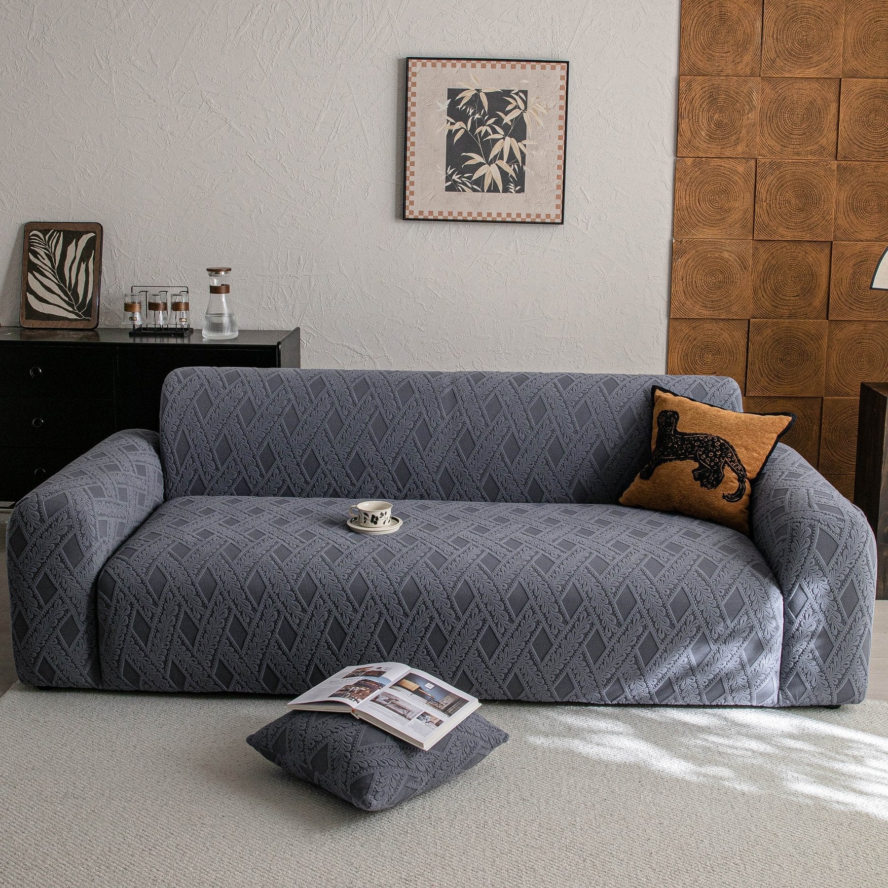High Stretch 3D Jacquard Sofa Slipcovers, Pet Friendly Non Slip Sofa Cover Washable