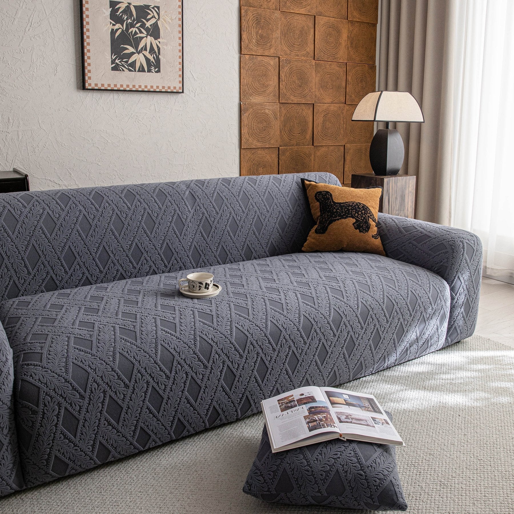 High Stretch 3D Jacquard Sofa Slipcovers, Pet Friendly Non Slip Sofa Cover Washable