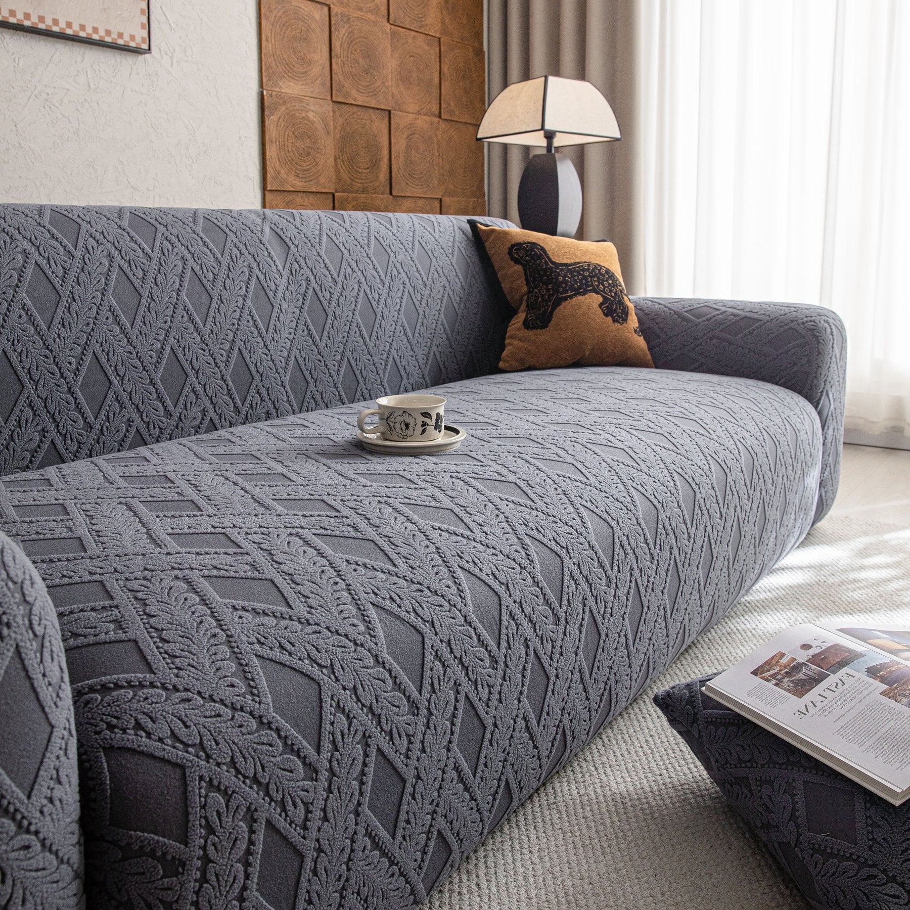 High Stretch 3D Jacquard Sofa Slipcovers, Pet Friendly Non Slip Sofa Cover Washable