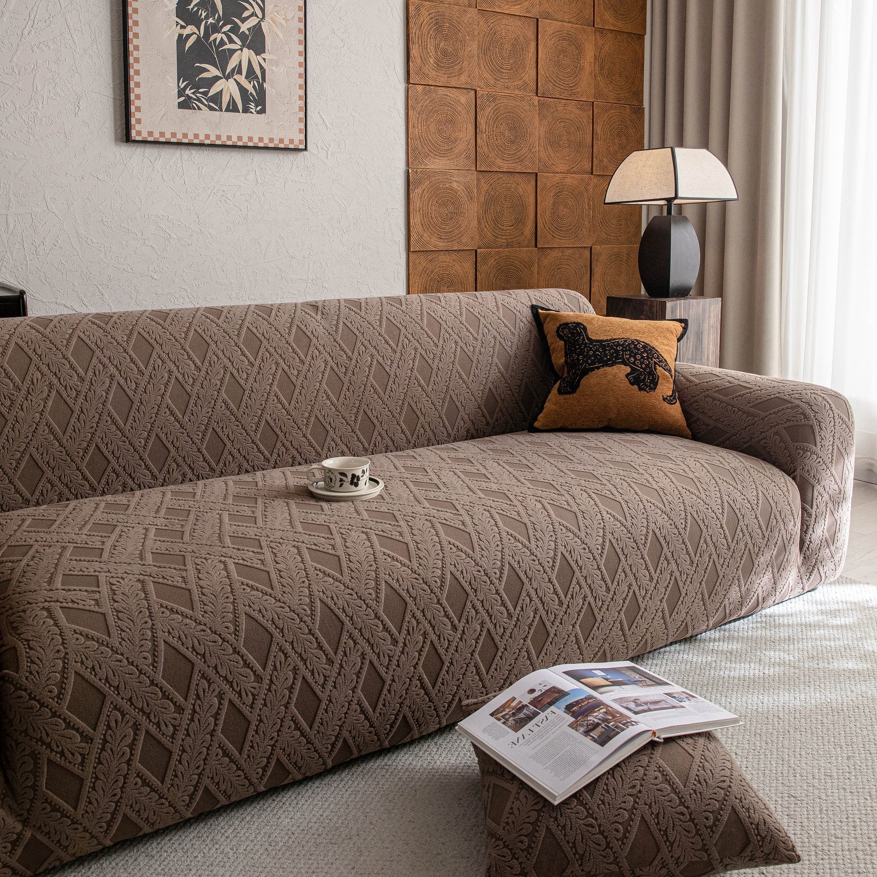 High Stretch 3D Jacquard Sofa Slipcovers, Pet Friendly Non Slip Sofa Cover Washable