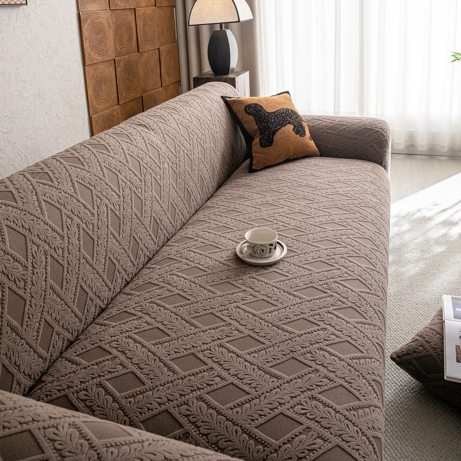 High Stretch 3D Jacquard Sofa Slipcovers, Pet Friendly Non Slip Sofa Cover Washable