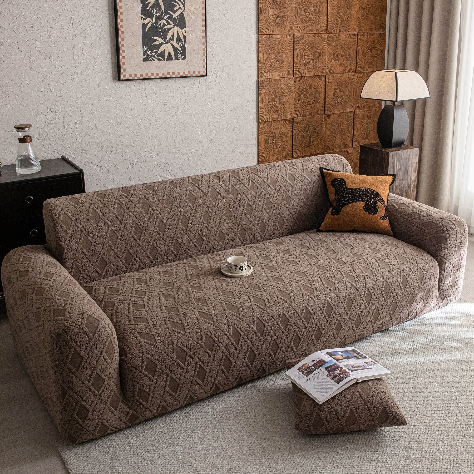 High Stretch 3D Jacquard Sofa Slipcovers, Pet Friendly Non Slip Sofa Cover Washable
