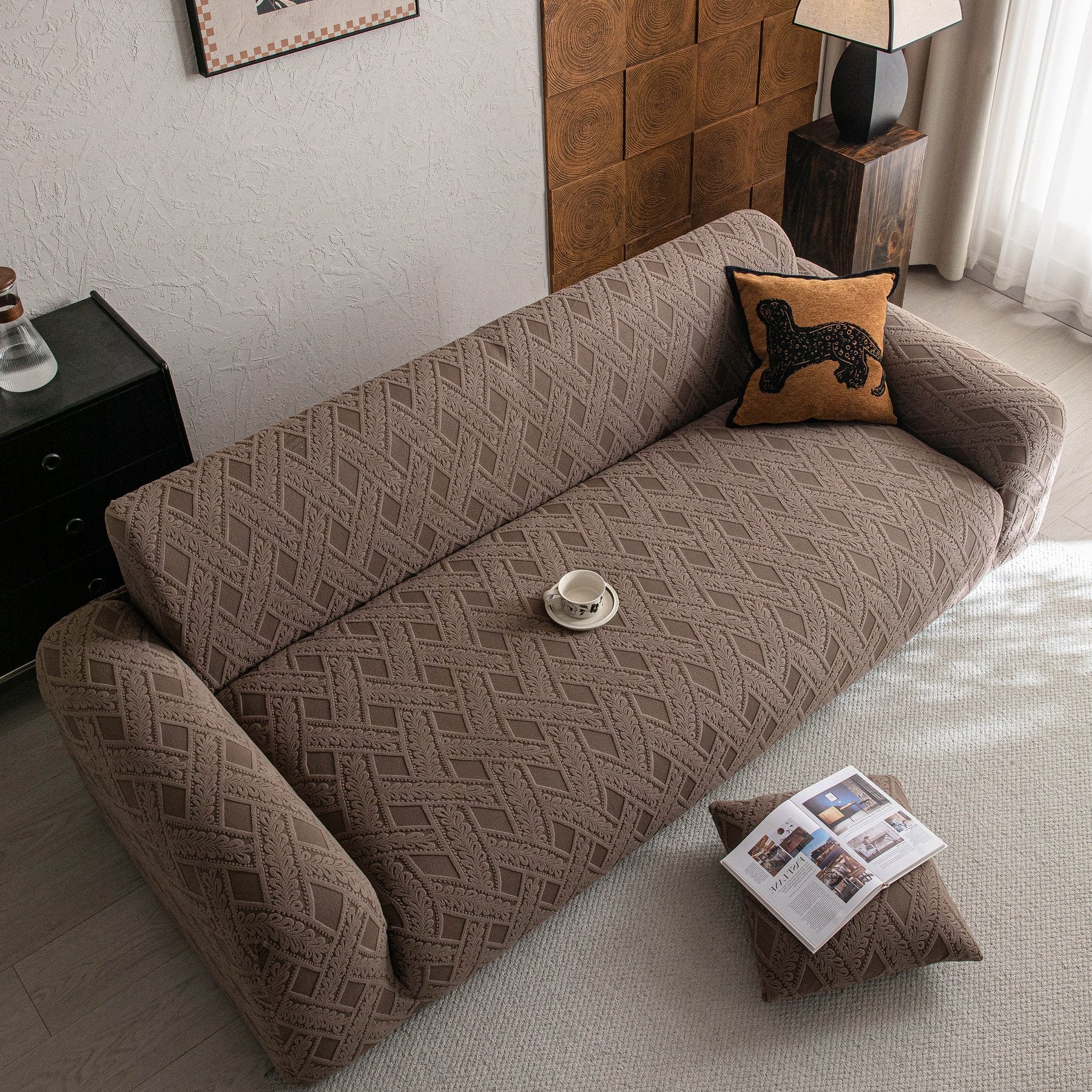 High Stretch 3D Jacquard Sofa Slipcovers, Pet Friendly Non Slip Sofa Cover Washable