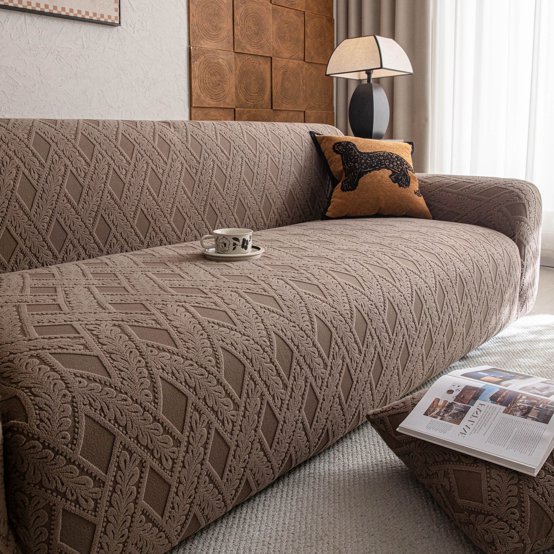 High Stretch 3D Jacquard Sofa Slipcovers, Pet Friendly Non Slip Sofa Cover Washable