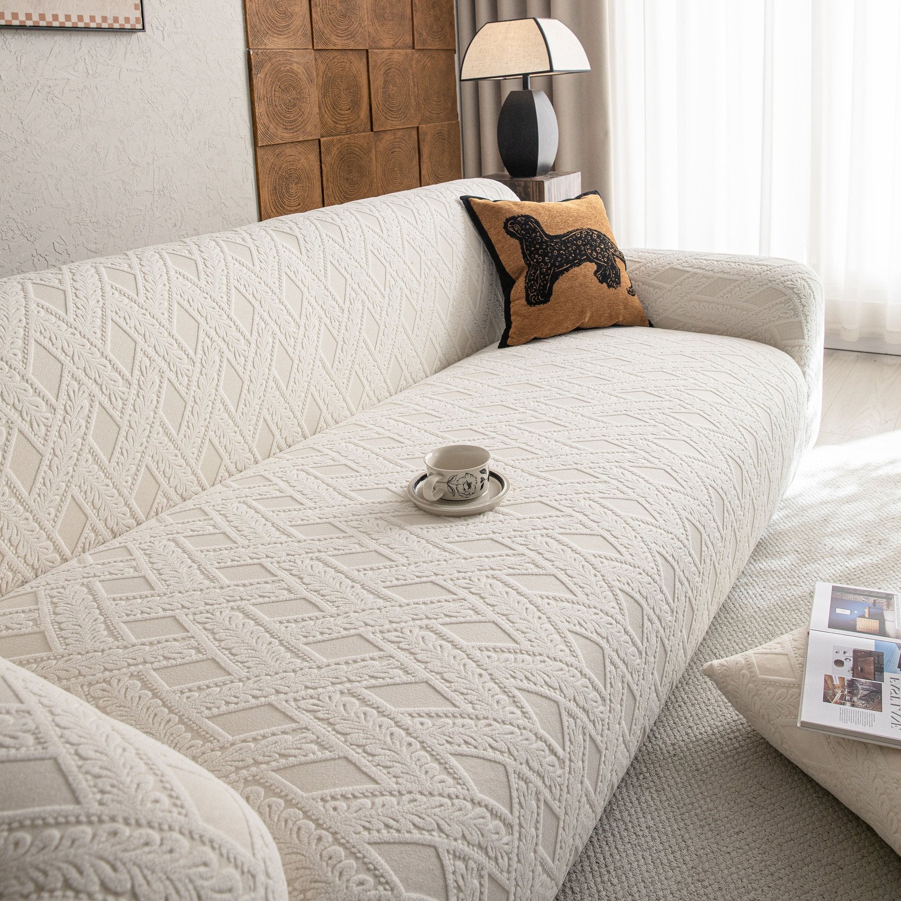 High Stretch 3D Jacquard Sofa Slipcovers, Pet Friendly Non Slip Sofa Cover Washable