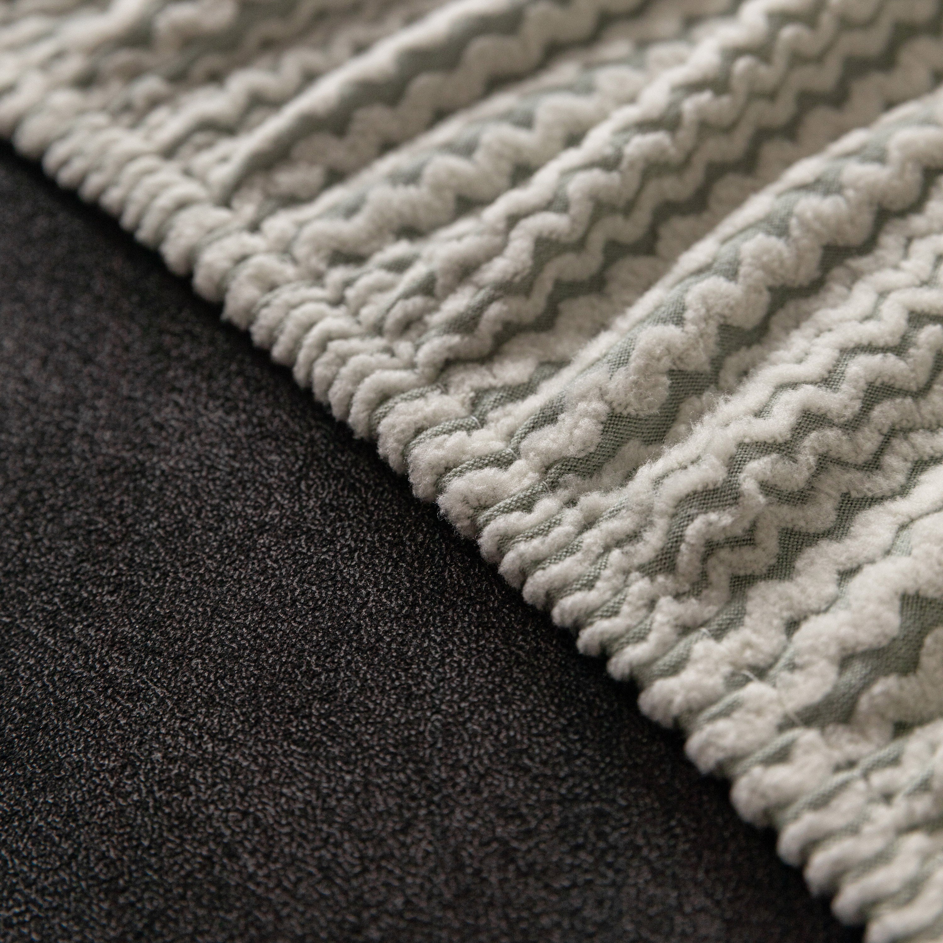 Modern Textured Stretch Sofa Cover, Plush Fleece Sofa Slipcover with 3D Stripe Texture