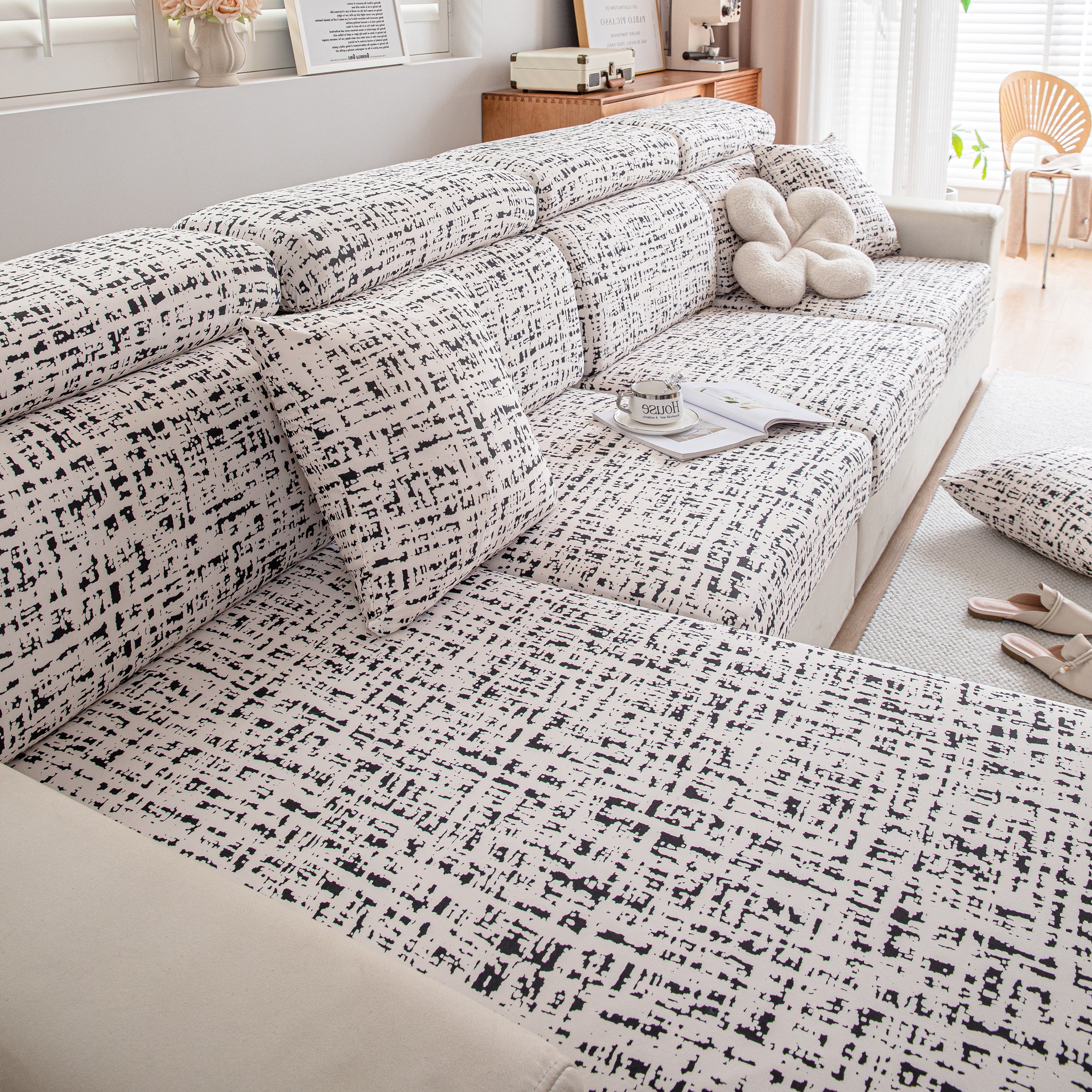 Stretch Individual Cushion Slipcovers, Furniture Protector with Elastic Bottom, Couch Cover Replacement