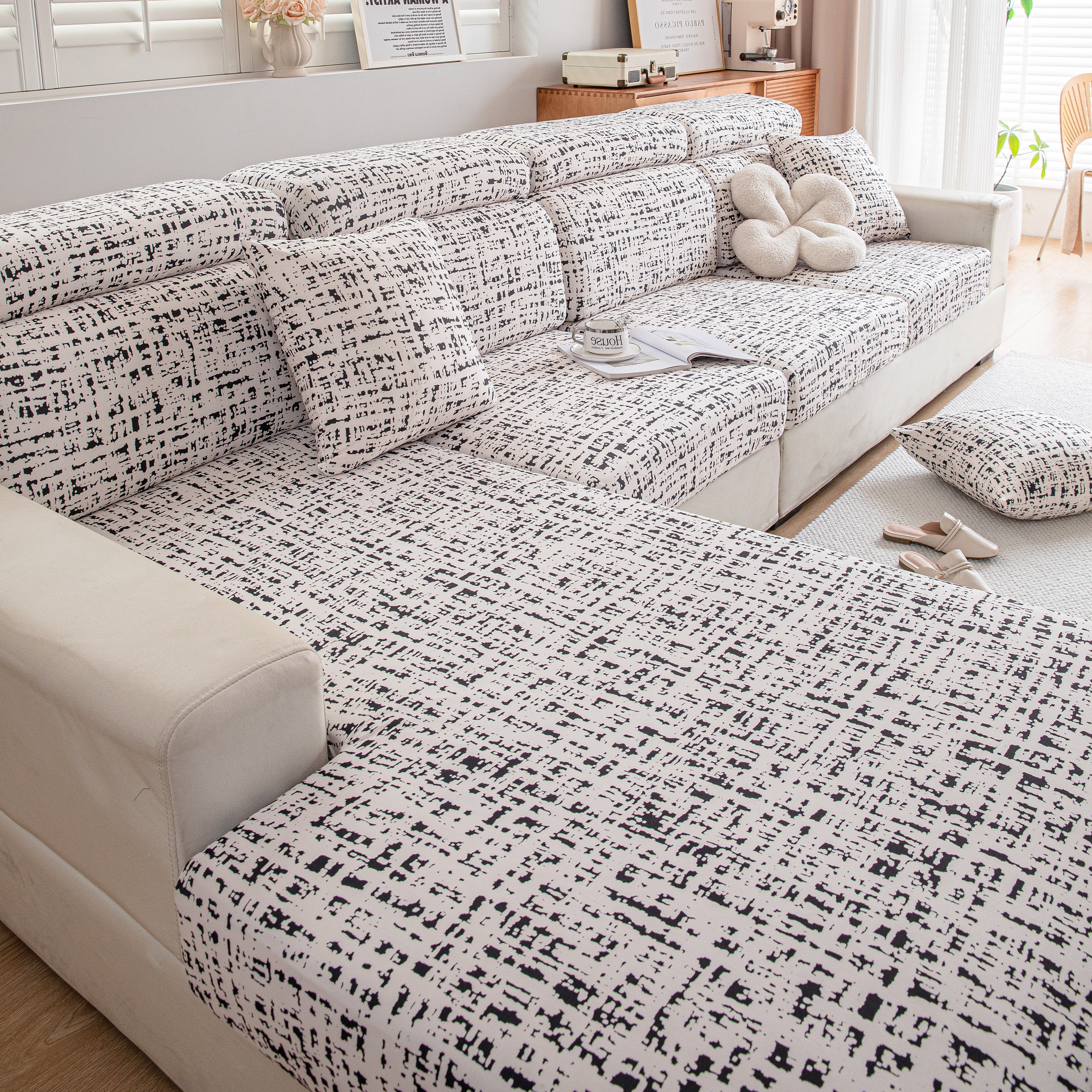 Stretch Individual Cushion Slipcovers, Furniture Protector with Elastic Bottom, Couch Cover Replacement