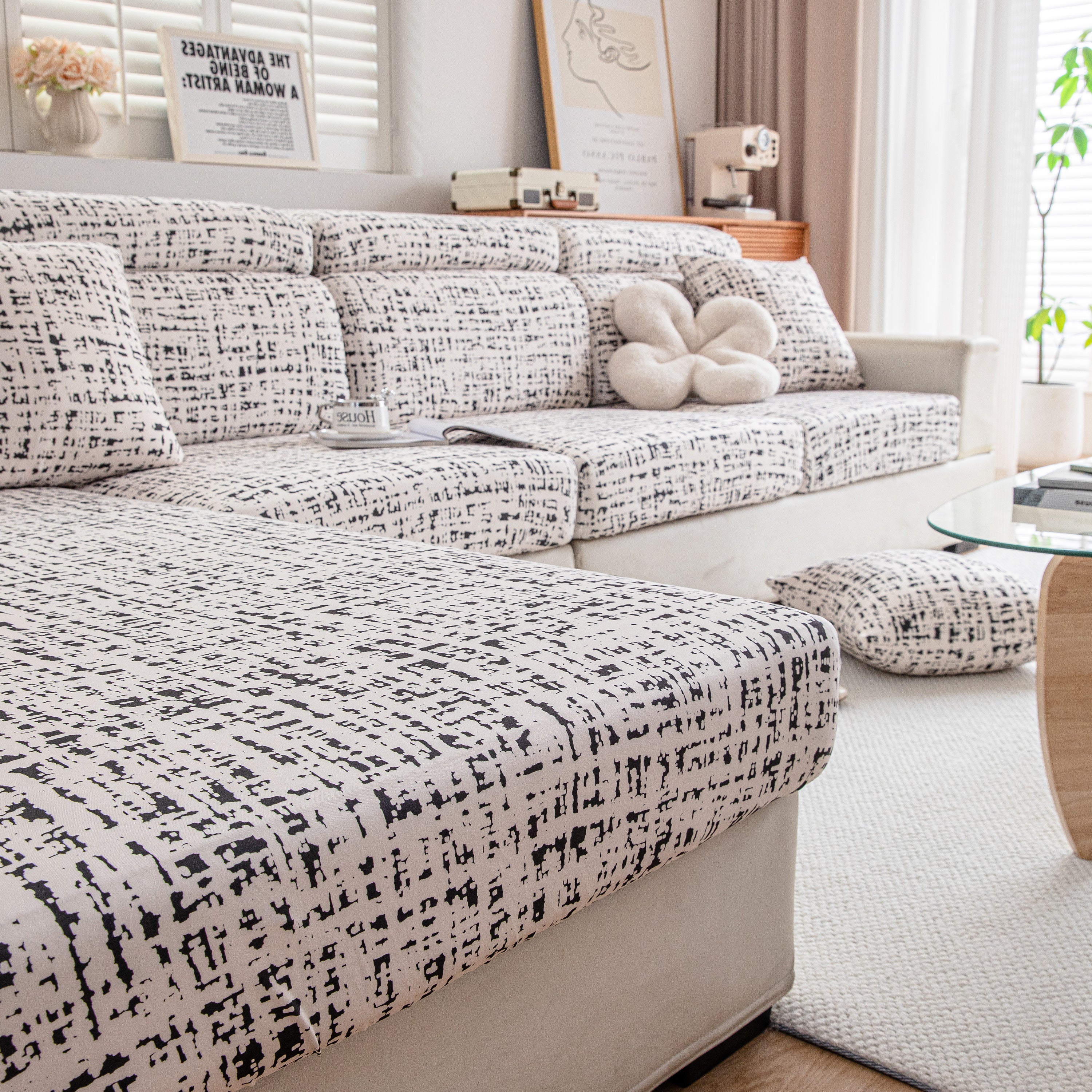 Stretch Individual Cushion Slipcovers, Furniture Protector with Elastic Bottom, Couch Cover Replacement