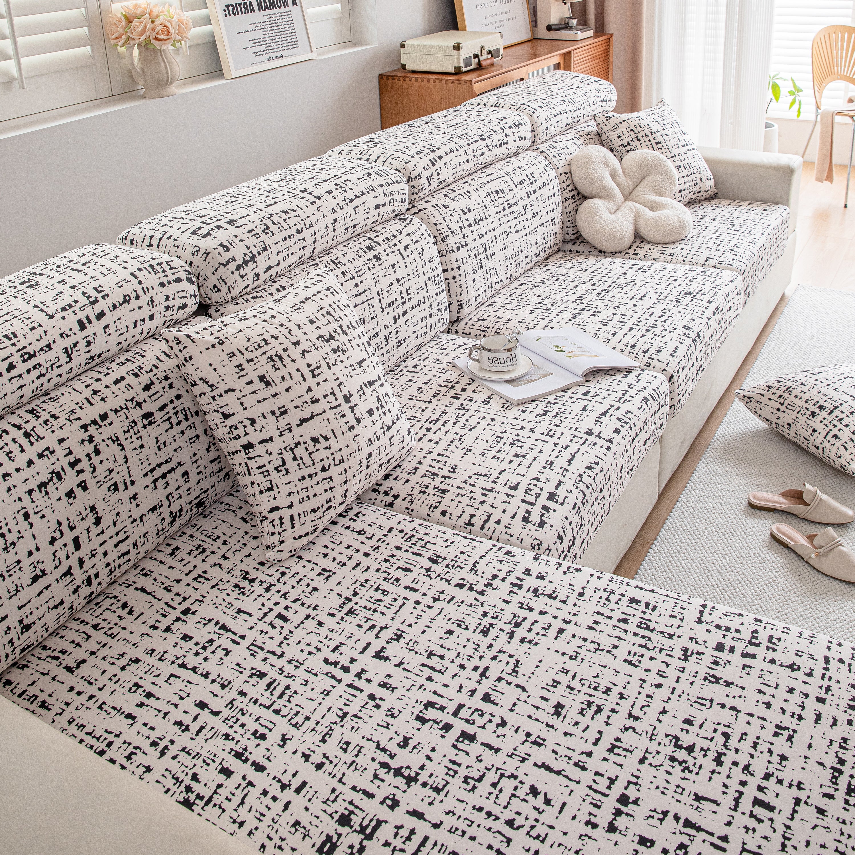 Stretch Individual Cushion Slipcovers, Furniture Protector with Elastic Bottom, Couch Cover Replacement