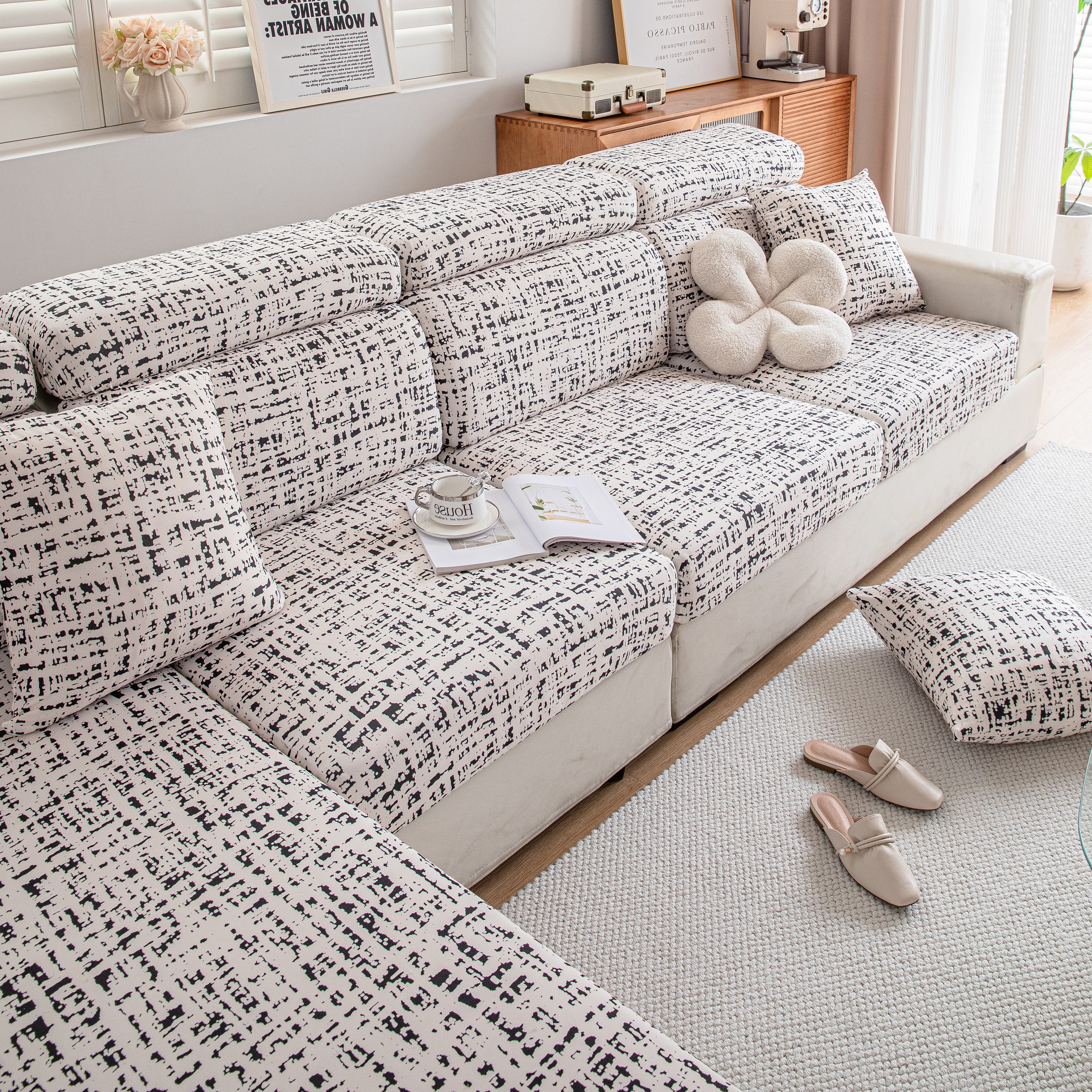 Stretch Individual Cushion Slipcovers, Furniture Protector with Elastic Bottom, Couch Cover Replacement