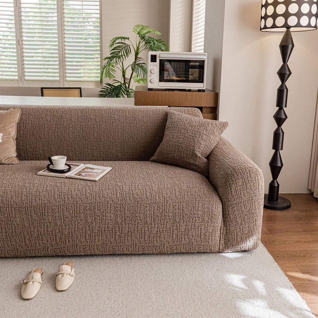 Elastic Stretch Sofa Cover Slipcover, Soft Plush Bubble Textured Jacquard Couch Cover