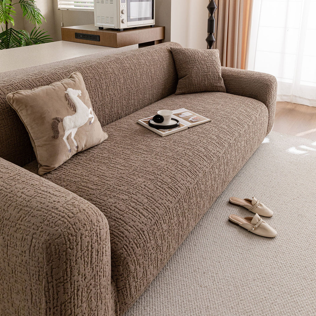 Elastic Stretch Sofa Cover Slipcover, Soft Plush Bubble Textured Jacquard Couch Cover