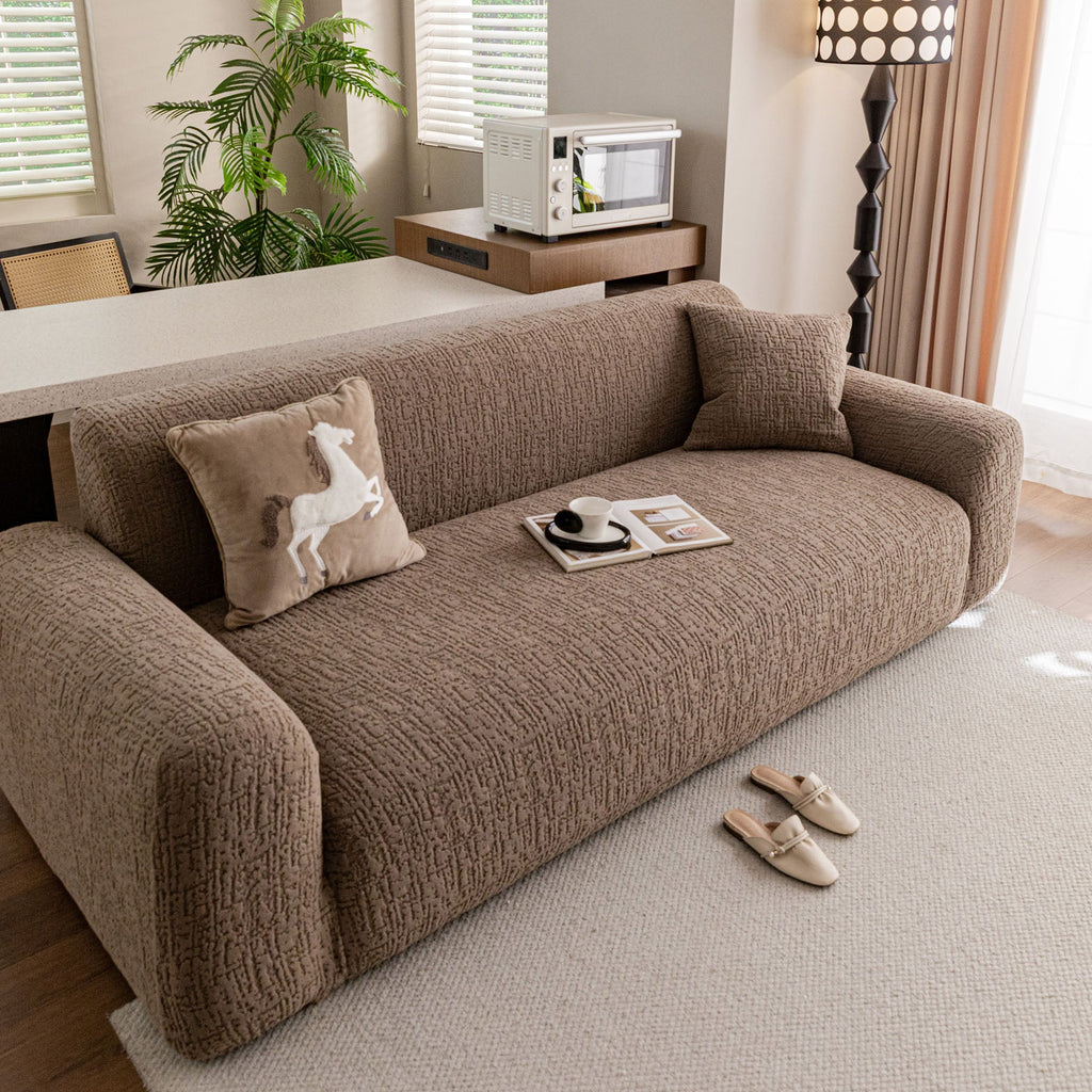 Elastic Stretch Sofa Cover Slipcover, Soft Plush Bubble Textured Jacquard Couch Cover