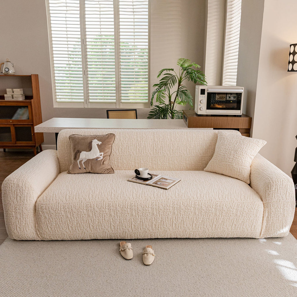 Elastic Stretch Sofa Cover Slipcover, Soft Plush Bubble Textured Jacquard Couch Cover