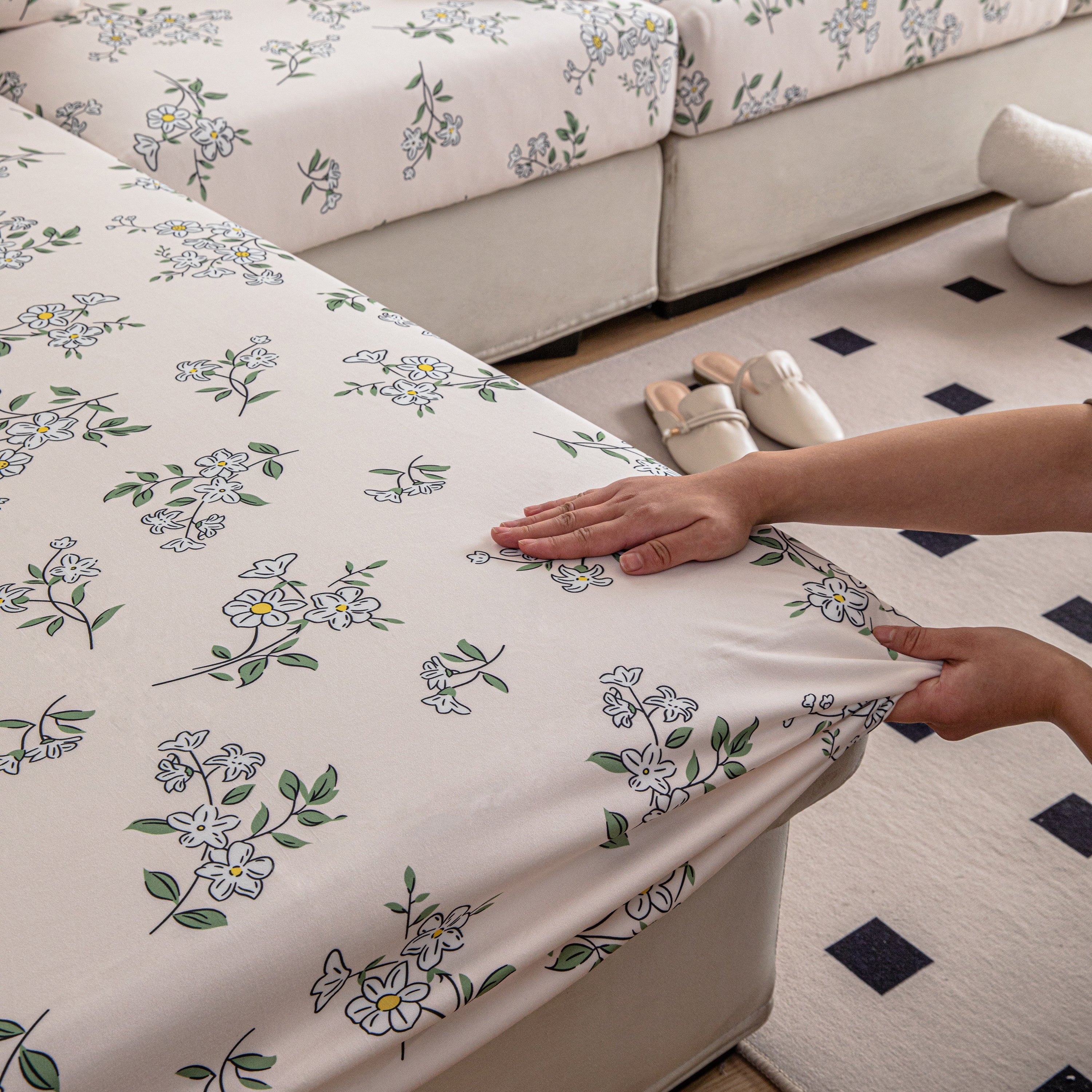 Cartoon Printing Elastic Seat Cushion Cover 1/2/3/4 Seater Sofa Cover Back Cushion Cover For Living Room