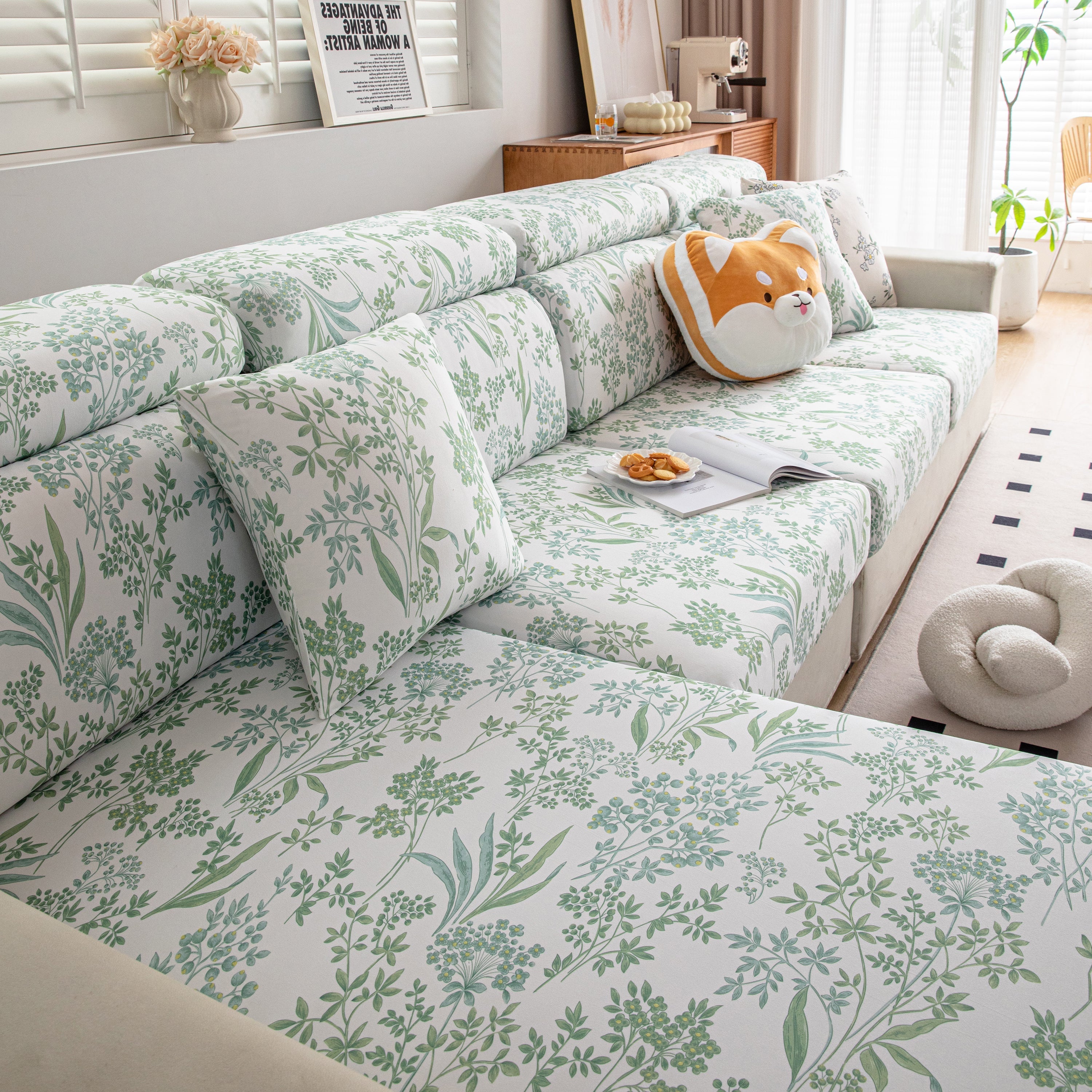 Cartoon Printing Elastic Seat Cushion Cover 1/2/3/4 Seater Sofa Cover Back Cushion Cover For Living Room