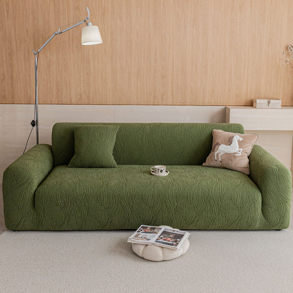 Elastic Stretch Sofa Cover Slipcover,  Thick Plush Wavy Flowing Texture Couch Cover