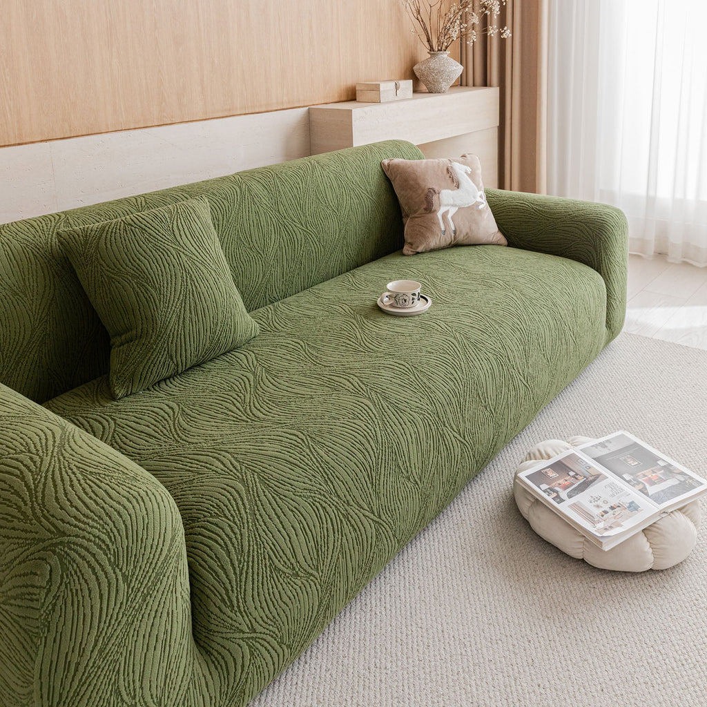 Elastic Stretch Sofa Cover Slipcover,  Thick Plush Wavy Flowing Texture Couch Cover