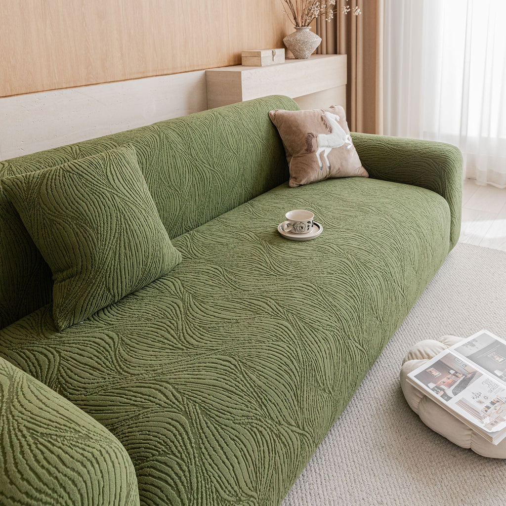 Elastic Stretch Sofa Cover Slipcover,  Thick Plush Wavy Flowing Texture Couch Cover
