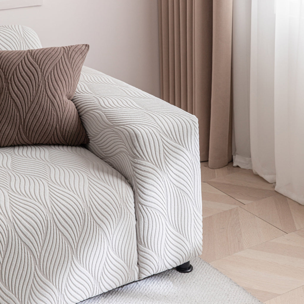 Modern Wavy Jacquard Sofa Slipcover, High Stretch Sofa Cover with 3D Organic Texture