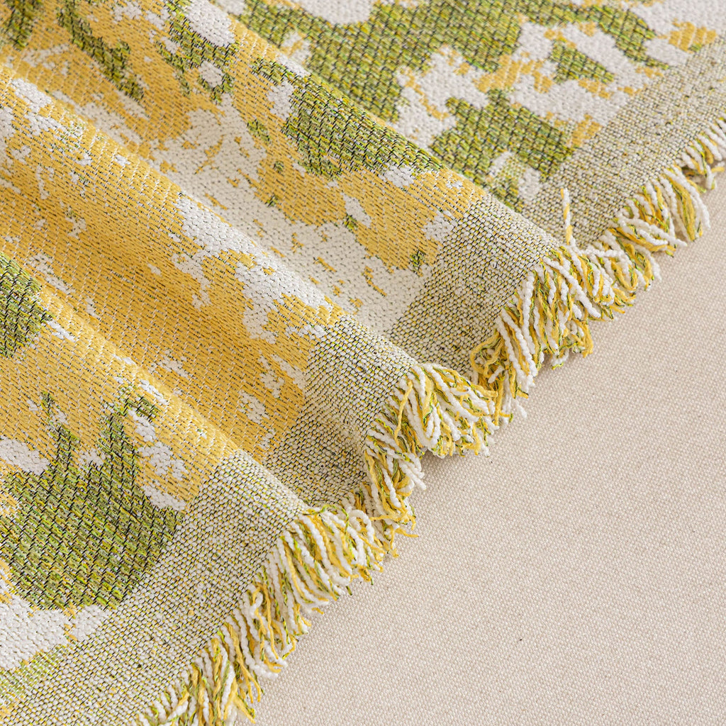 Chenille Throw Blanket Sofa Cover, Abstract Watercolor Couch Cover with Tassel Fringe