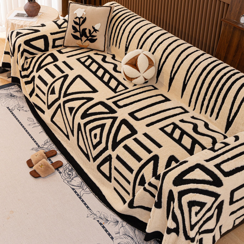 Boho Plush Couch Cover Bohemian Throw Blanket Decor Covers Sofa Chair Furniture Bed