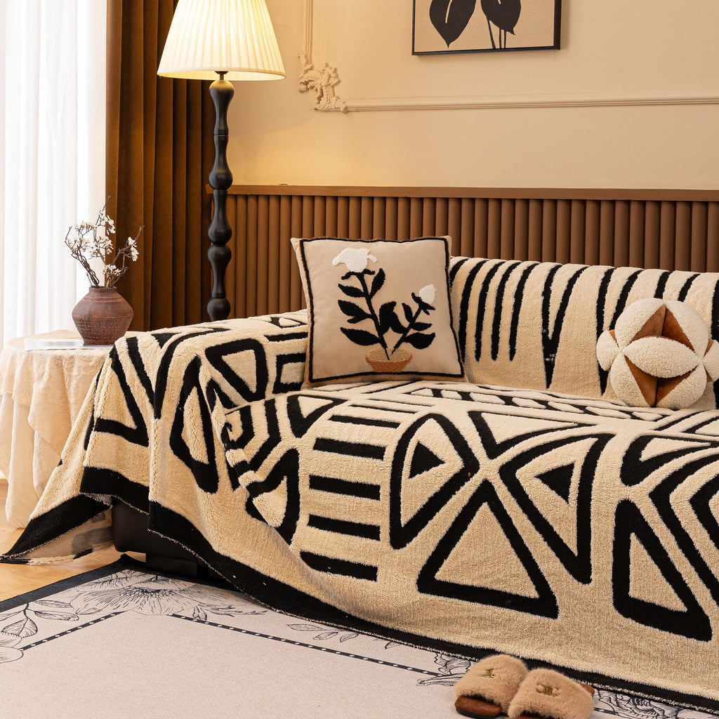 Boho Plush Couch Cover Bohemian Throw Blanket Decor Covers Sofa Chair Furniture Bed