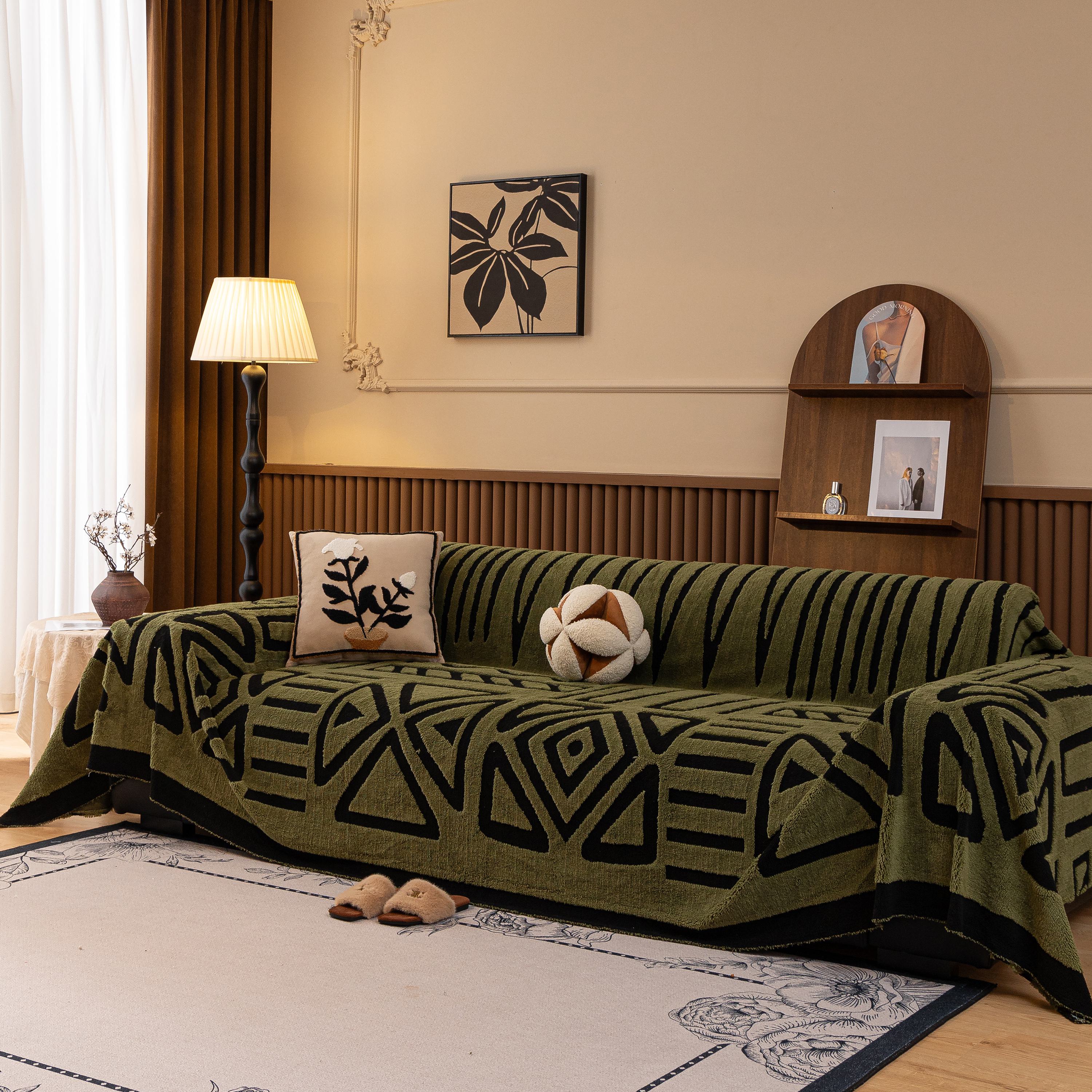 Boho Plush Couch Cover Bohemian Throw Blanket Decor Covers Sofa Chair Furniture Bed