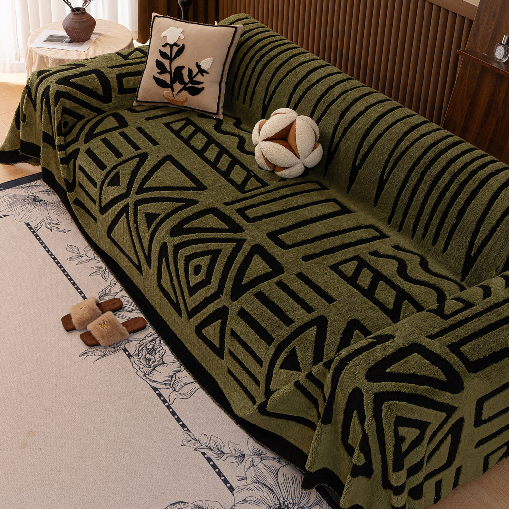 Boho Plush Couch Cover Bohemian Throw Blanket Decor Covers Sofa Chair Furniture Bed