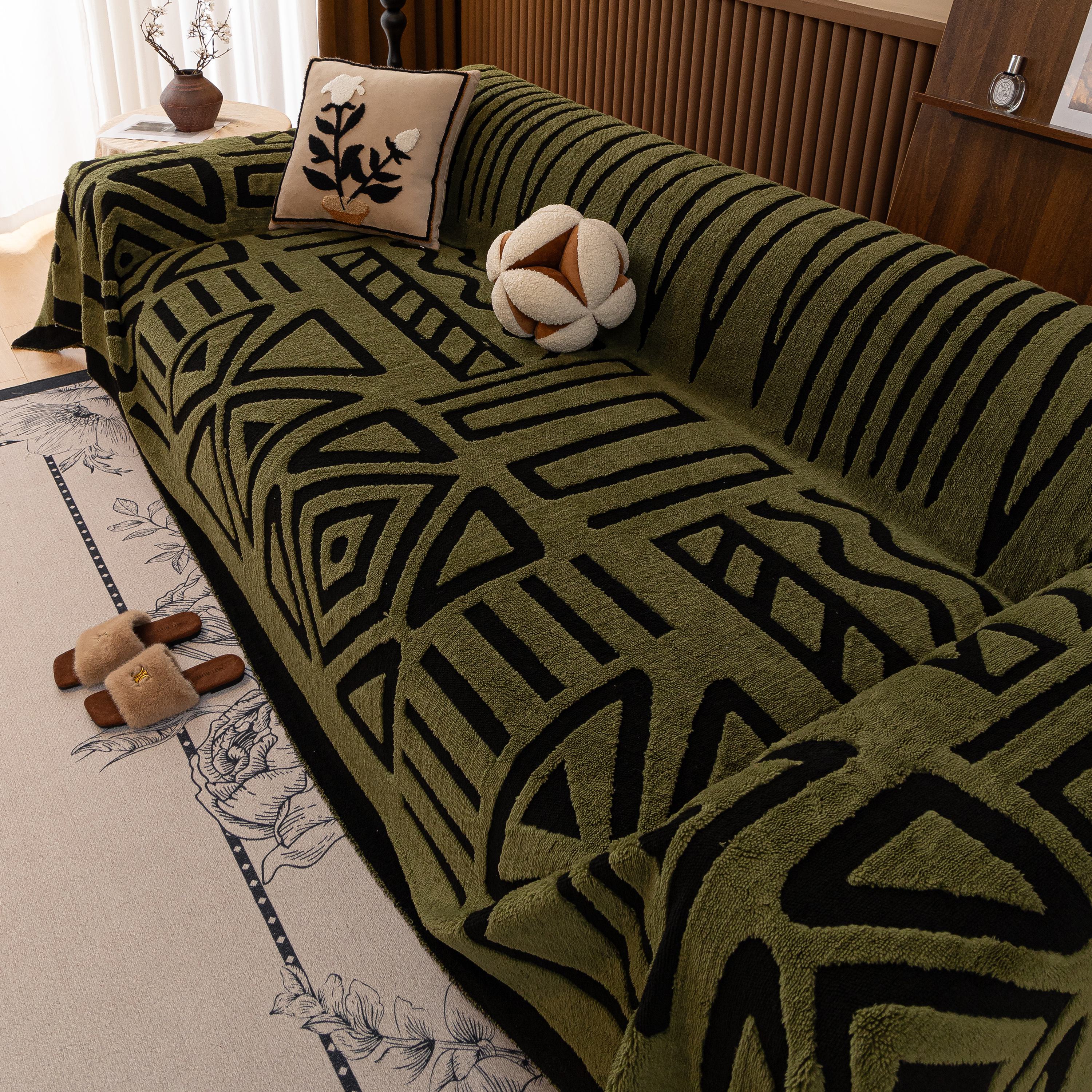 Boho Plush Couch Cover Bohemian Throw Blanket Decor Covers Sofa Chair Furniture Bed