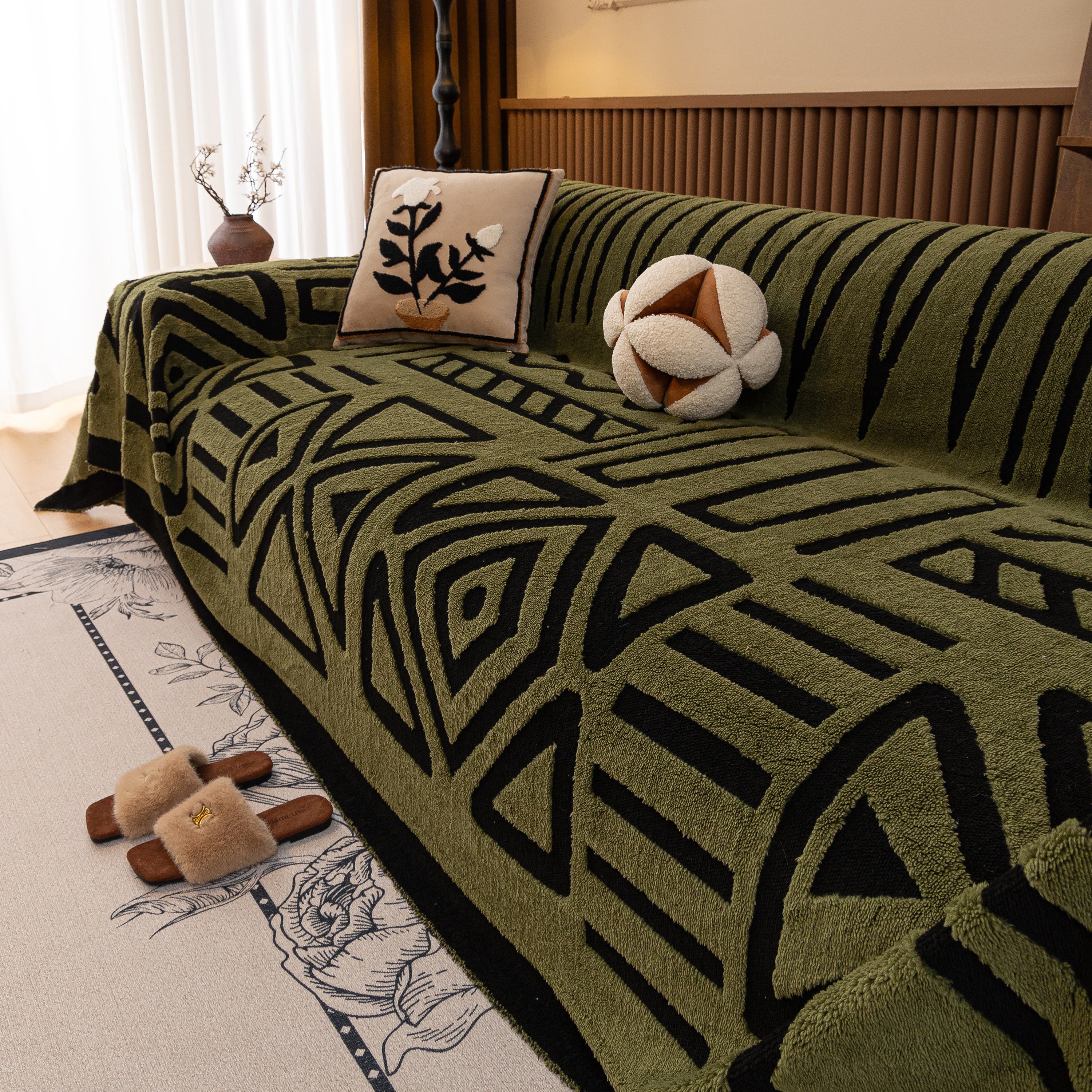 Boho Plush Couch Cover Bohemian Throw Blanket Decor Covers Sofa Chair Furniture Bed