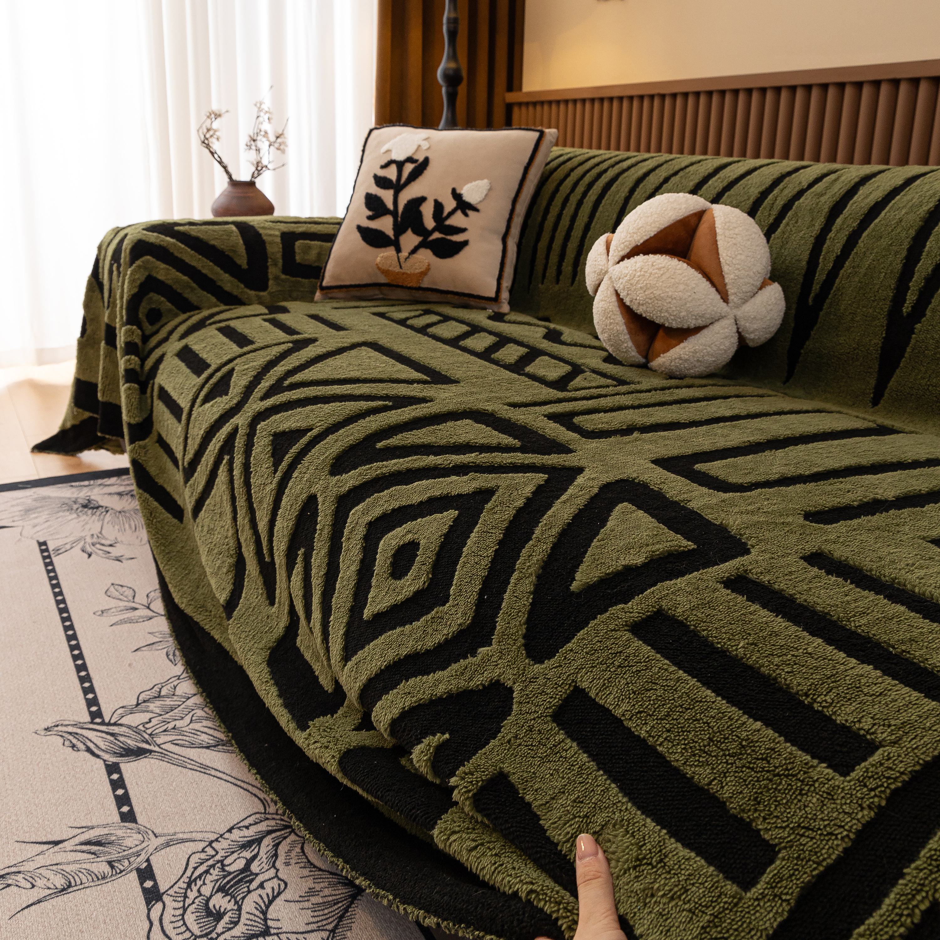 Boho Plush Couch Cover Bohemian Throw Blanket Decor Covers Sofa Chair Furniture Bed