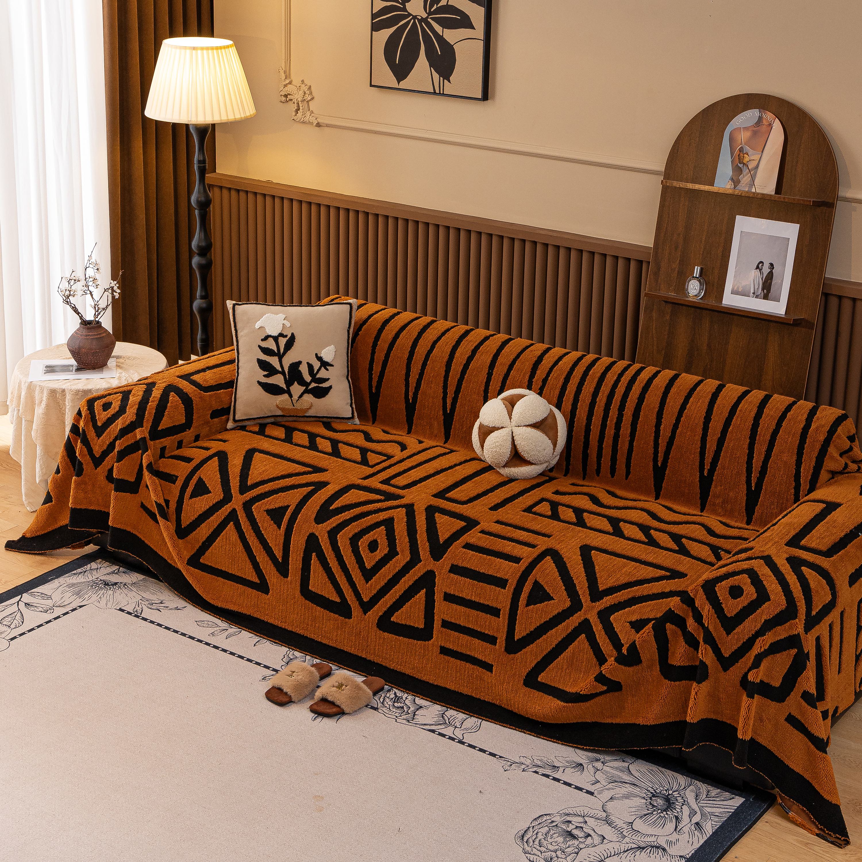 Boho Plush Couch Cover Bohemian Throw Blanket Decor Covers Sofa Chair Furniture Bed