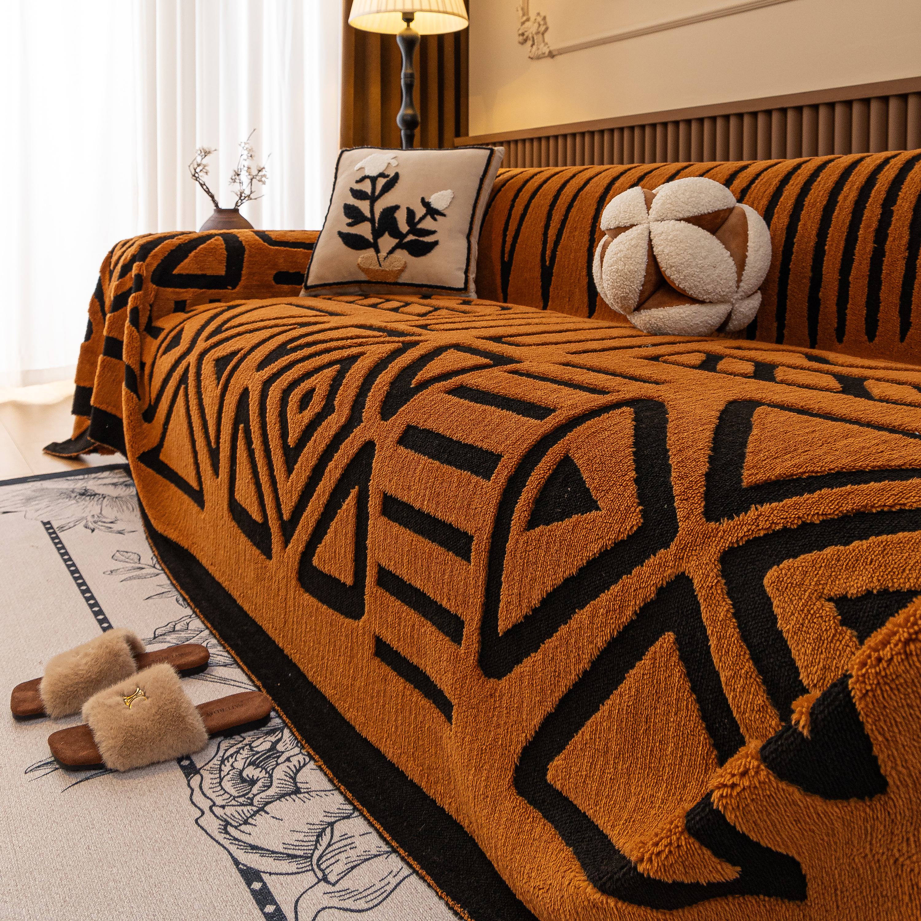 Boho Plush Couch Cover Bohemian Throw Blanket Decor Covers Sofa Chair Furniture Bed