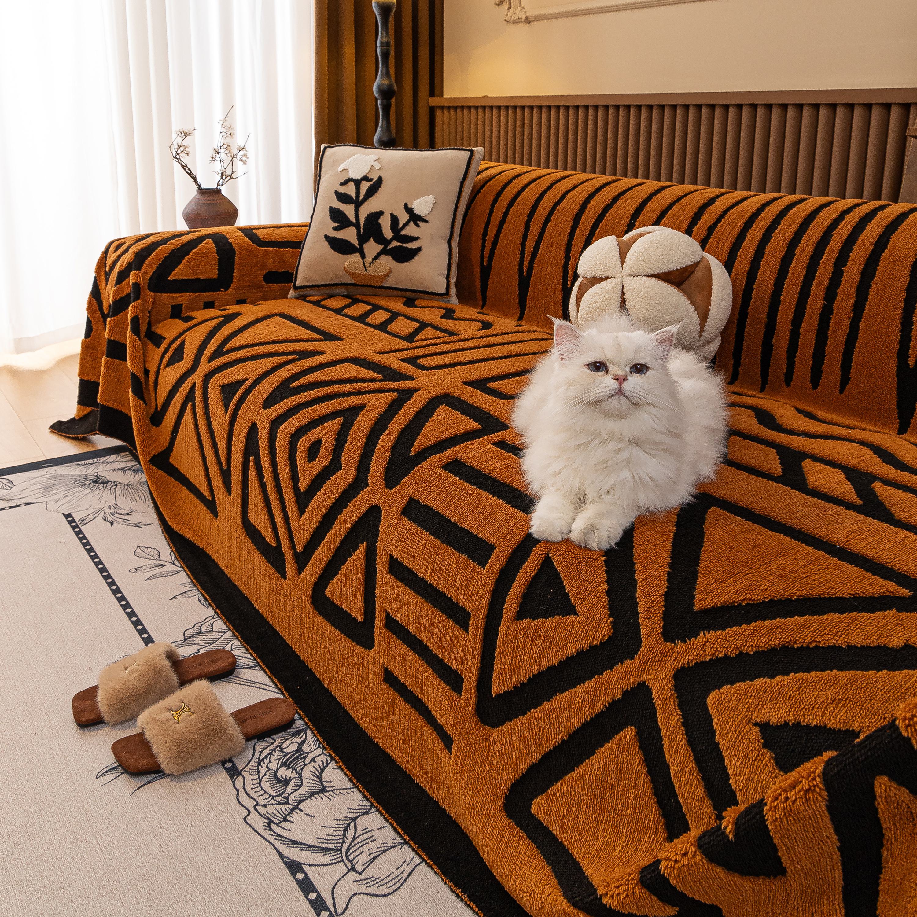 Boho Plush Couch Cover Bohemian Throw Blanket Decor Covers Sofa Chair Furniture Bed