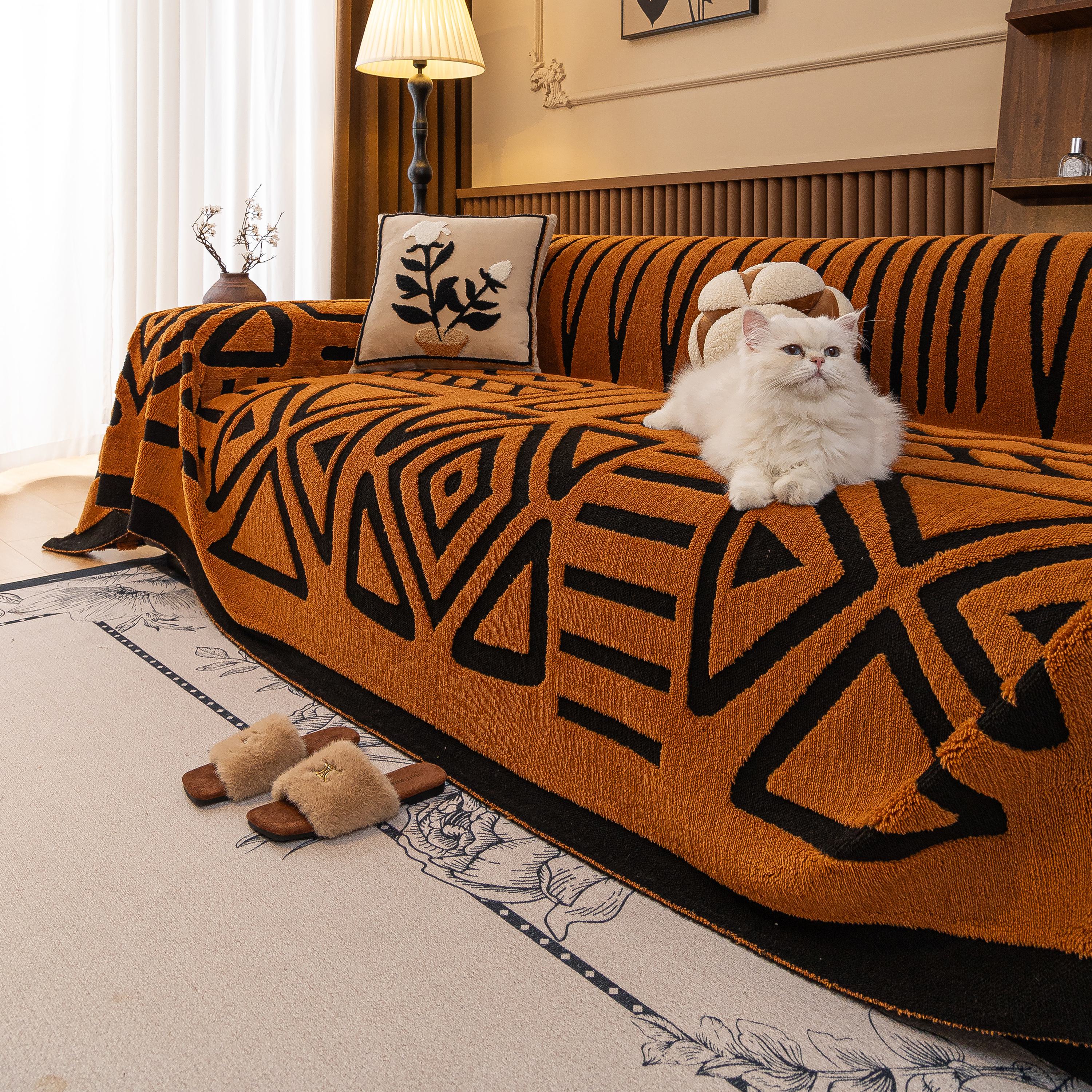 Boho Plush Couch Cover Bohemian Throw Blanket Decor Covers Sofa Chair Furniture Bed