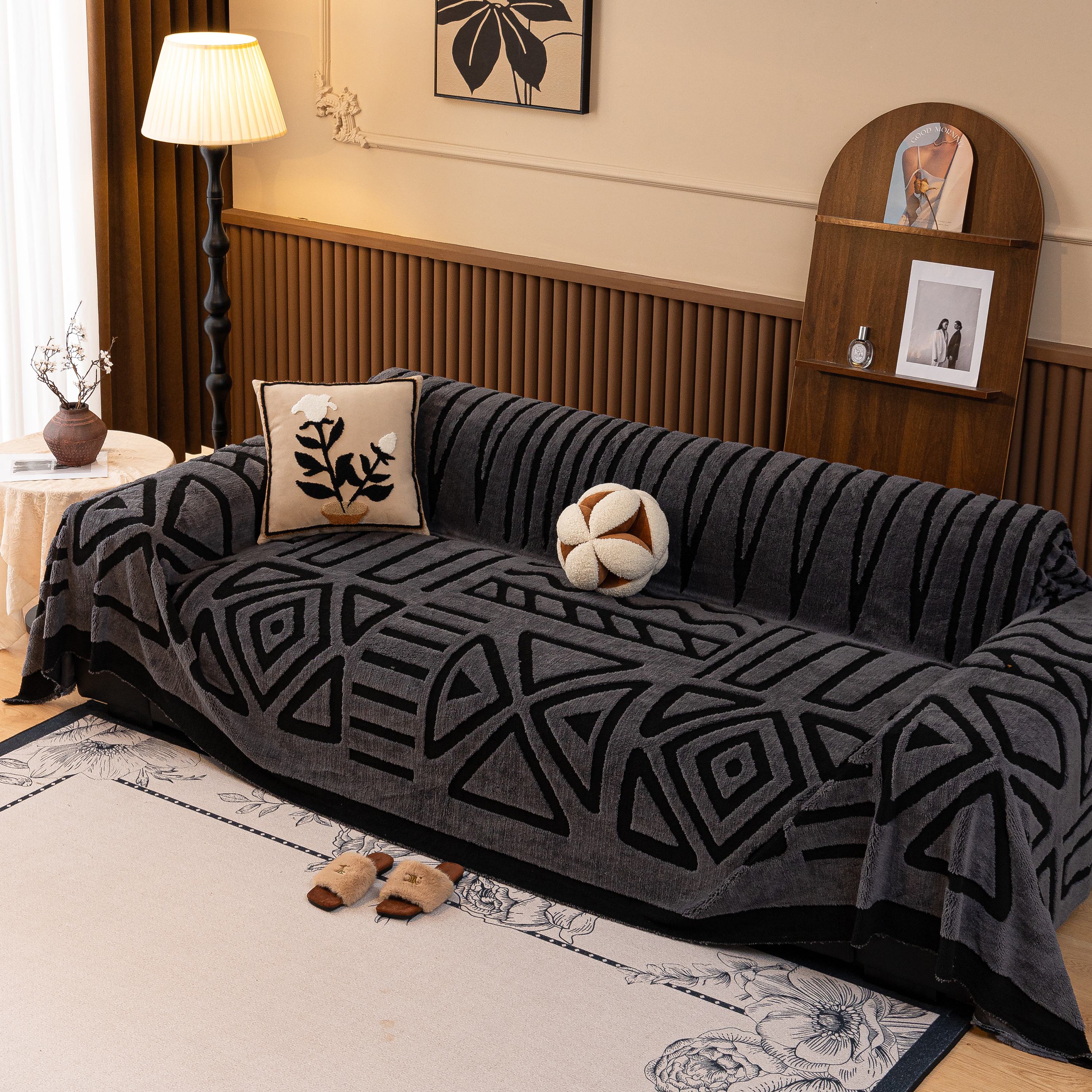 Boho Plush Couch Cover Bohemian Throw Blanket Decor Covers Sofa Chair Furniture Bed
