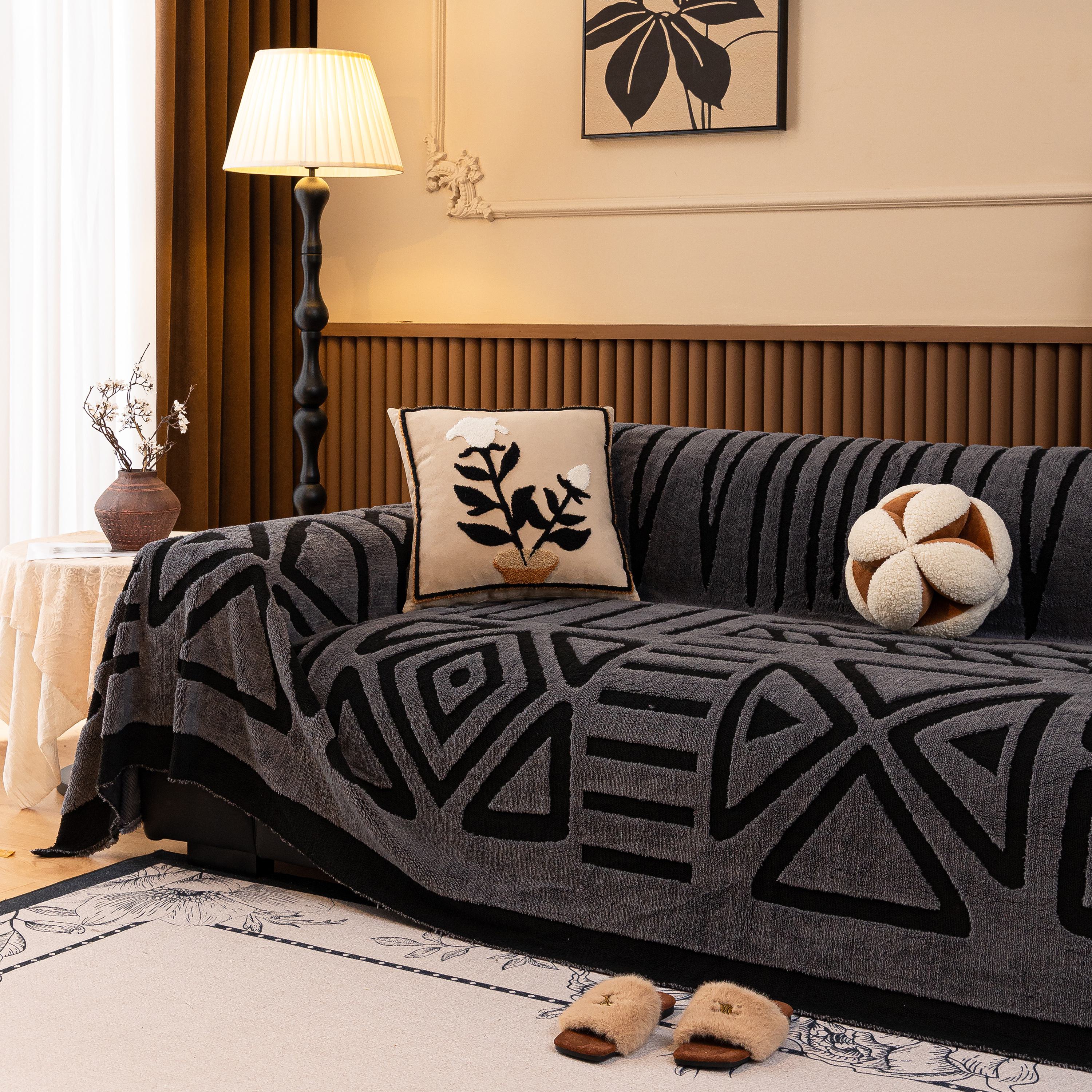 Boho Plush Couch Cover Bohemian Throw Blanket Decor Covers Sofa Chair Furniture Bed