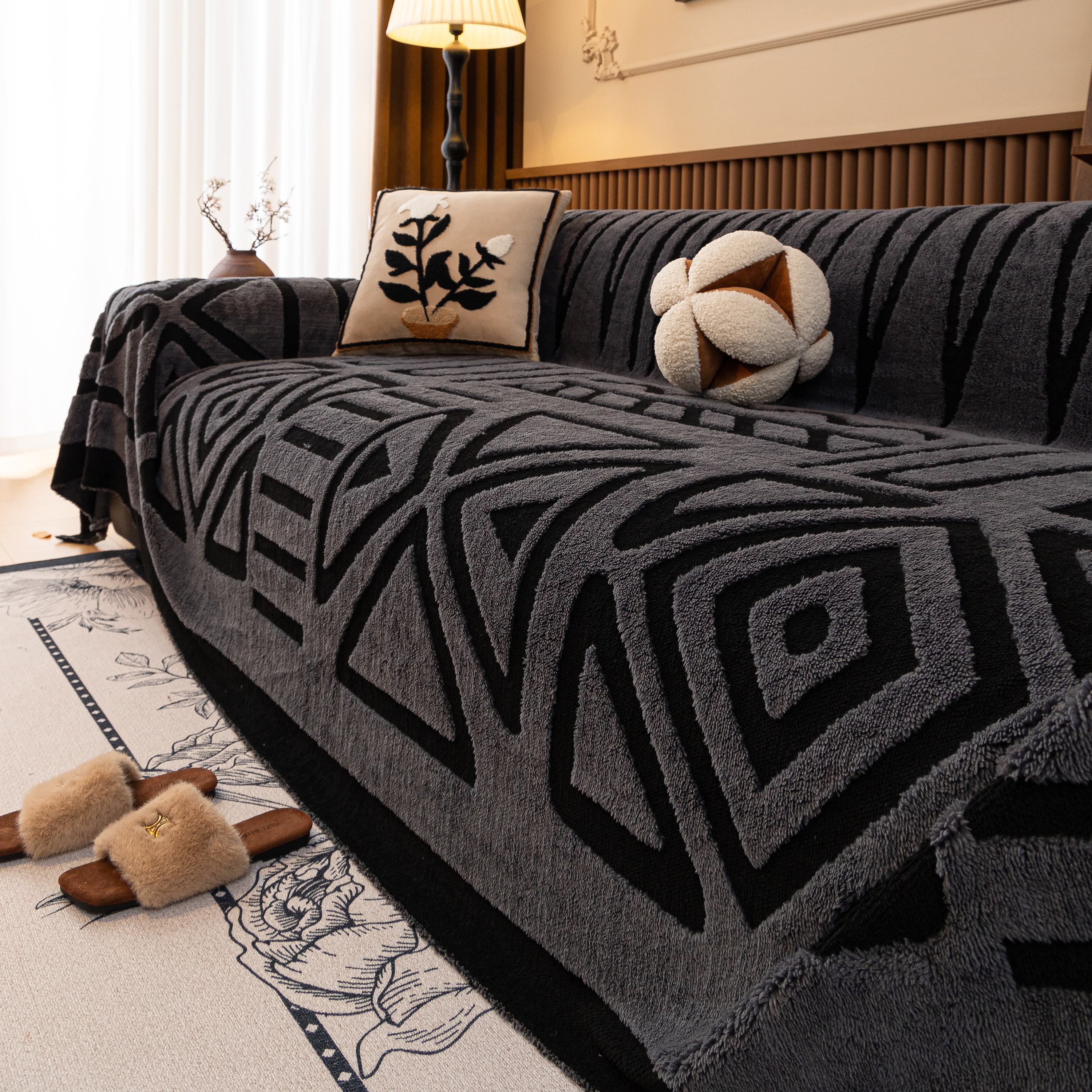 Boho Plush Couch Cover Bohemian Throw Blanket Decor Covers Sofa Chair Furniture Bed